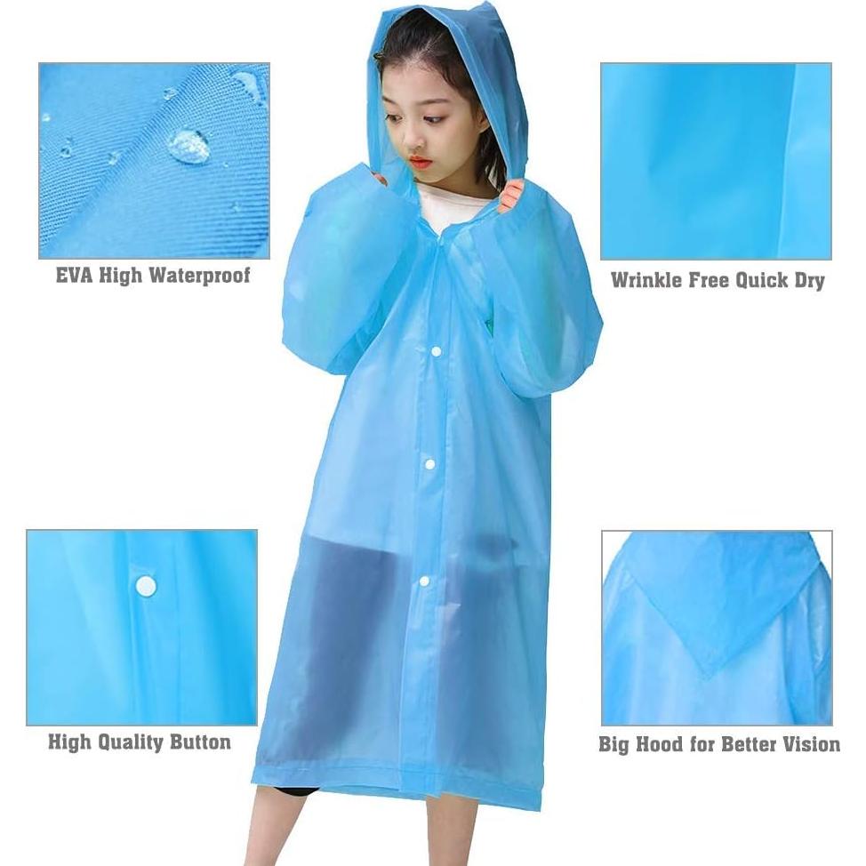 Poncho de Lluvia para Niños YUNLOVXEE EVA Azul Verde 2 Unidades