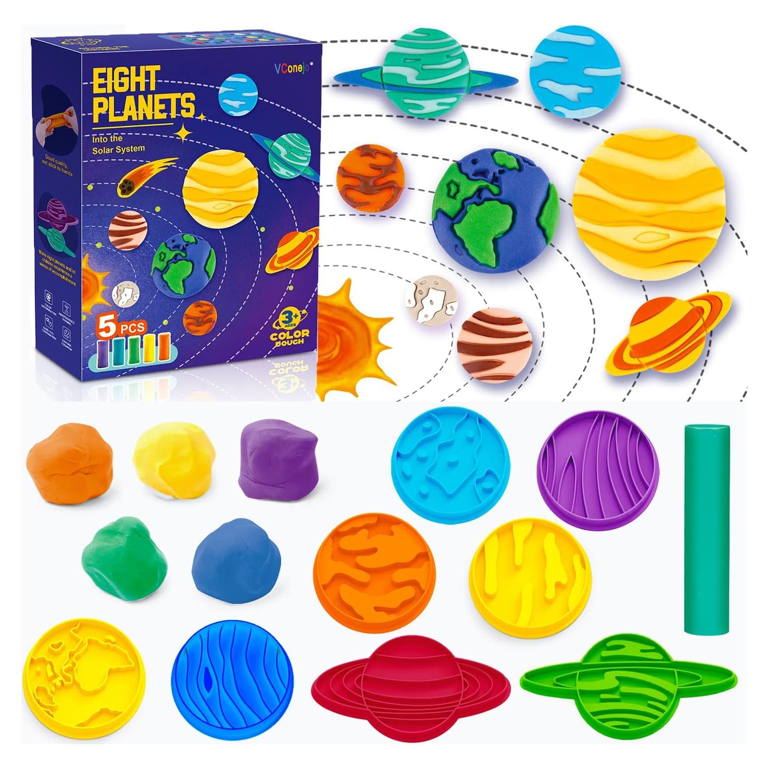 Juego de Masa de Color VConejo 14 Piezas Tema Planetas
