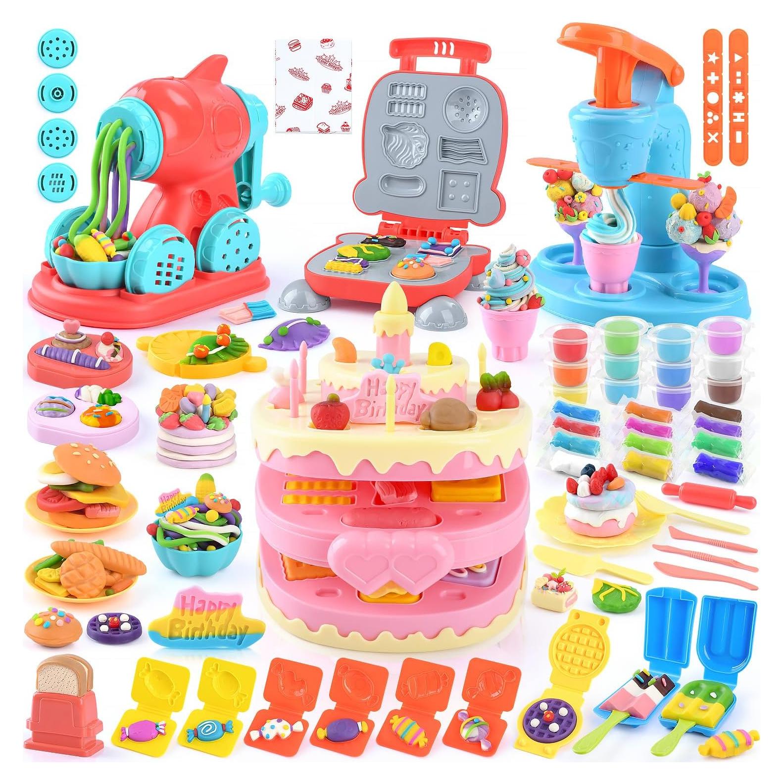 Juego de Masa 4 en 1 WeeHomm con Máquina de Helados y Fideos