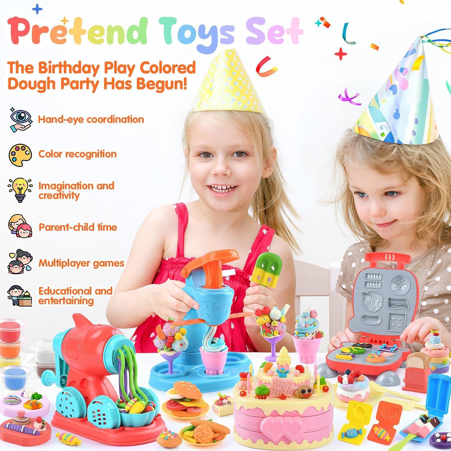 Juego de Masa 4 en 1 WeeHomm con Máquina de Helados y Fideos