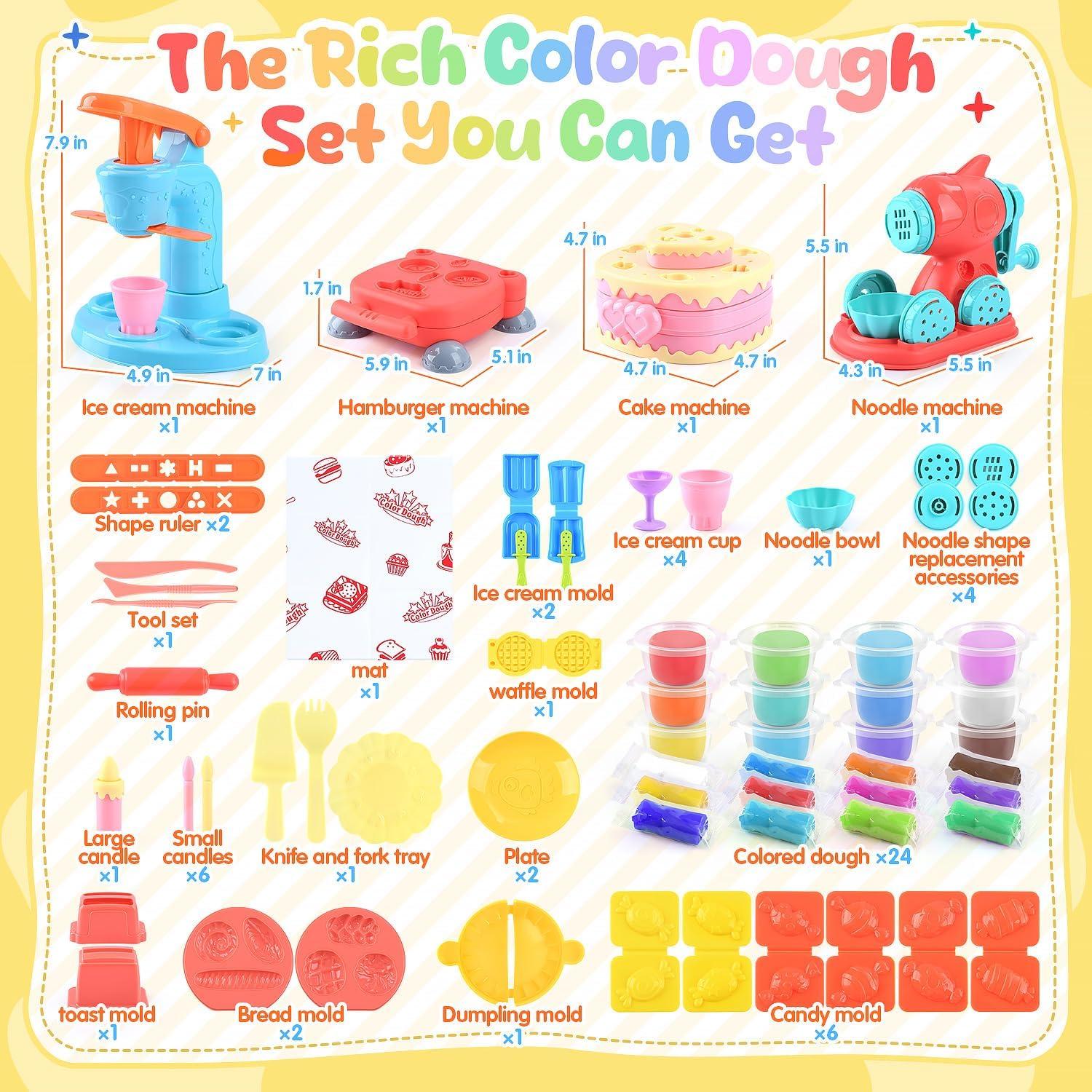 Juego de Masa 4 en 1 WeeHomm con Máquina de Helados y Fideos