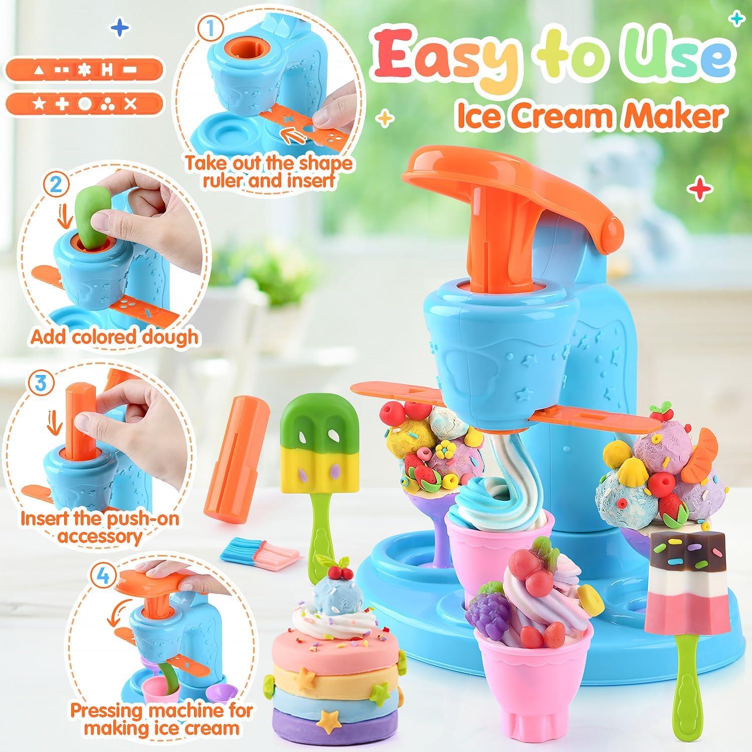 Juego de Masa 4 en 1 WeeHomm con Máquina de Helados y Fideos