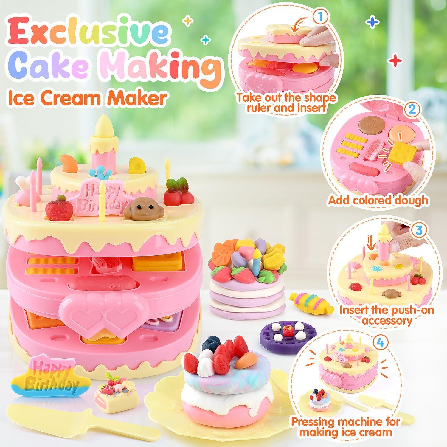 Juego de Masa 4 en 1 WeeHomm con Máquina de Helados y Fideos