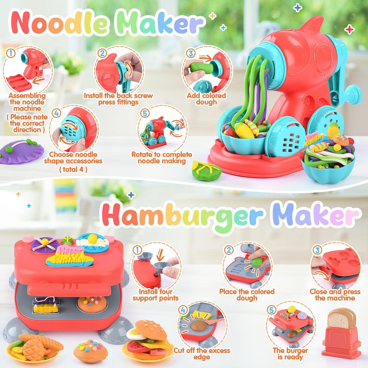 Juego de Masa 4 en 1 WeeHomm con Máquina de Helados y Fideos