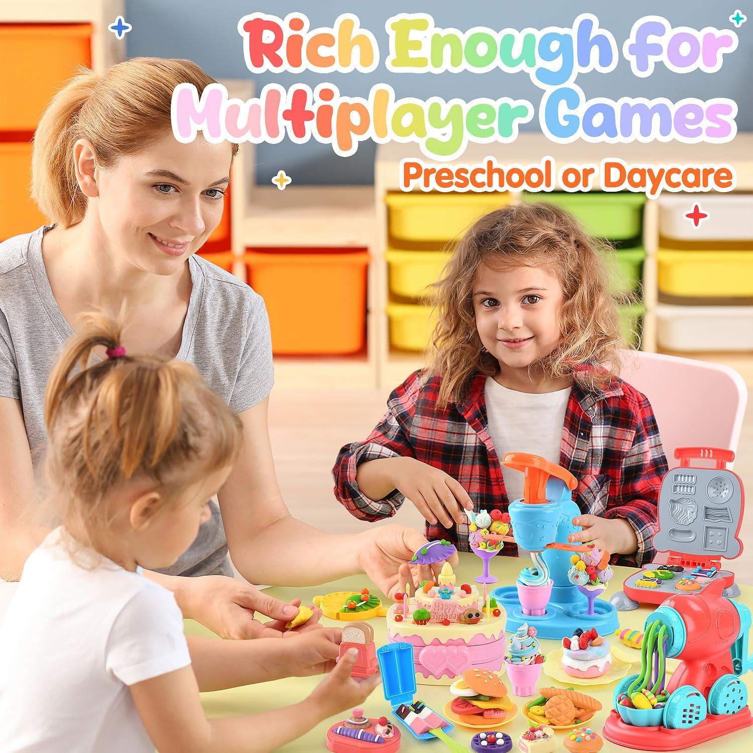 Juego de Masa 4 en 1 WeeHomm con Máquina de Helados y Fideos