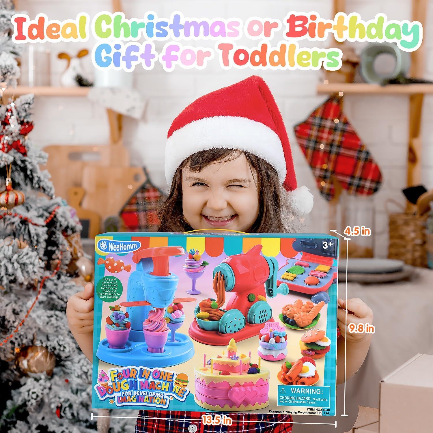 Juego de Masa 4 en 1 WeeHomm con Máquina de Helados y Fideos