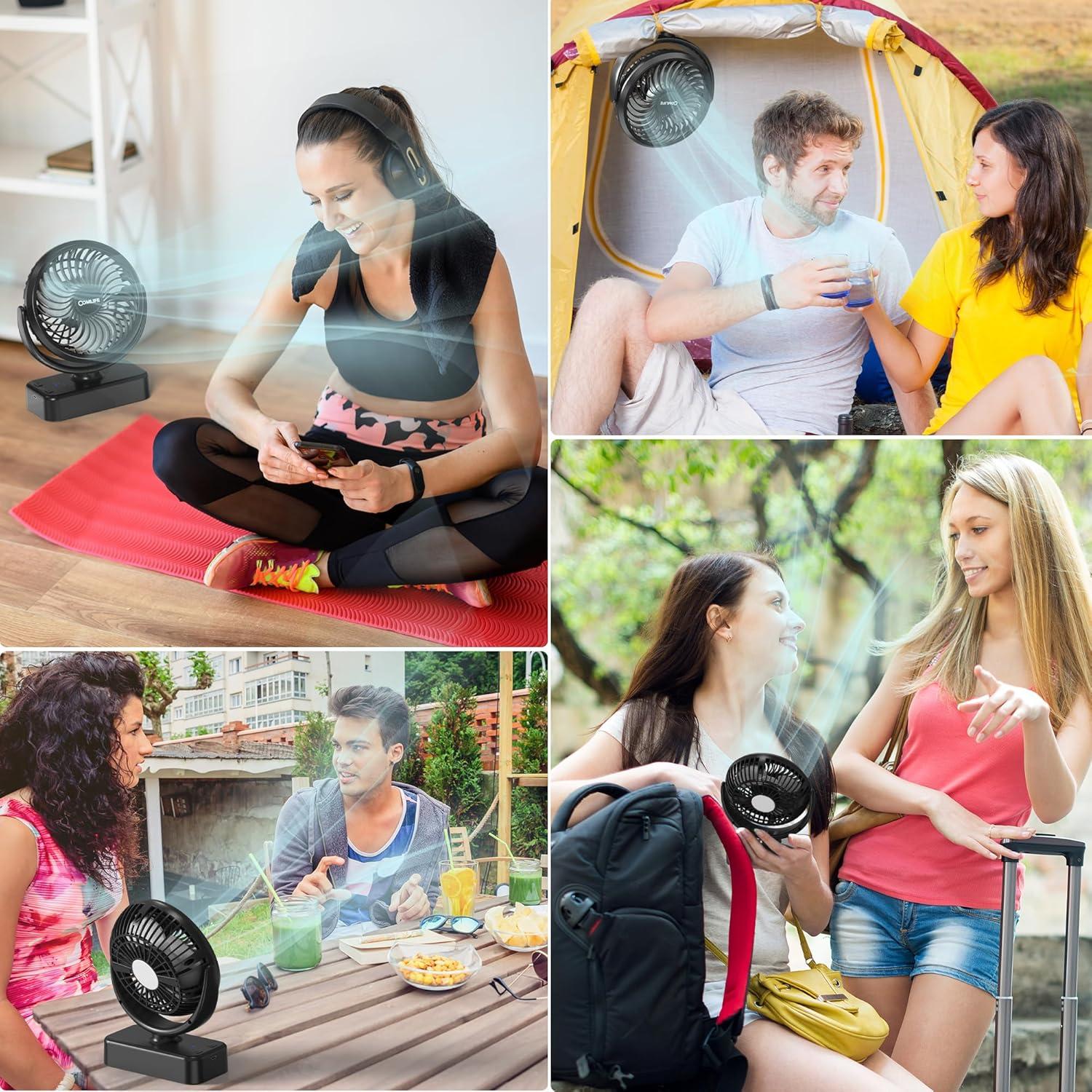 Ventilador de Camping COMLIFE F120 con Linterna LED 3 en 1