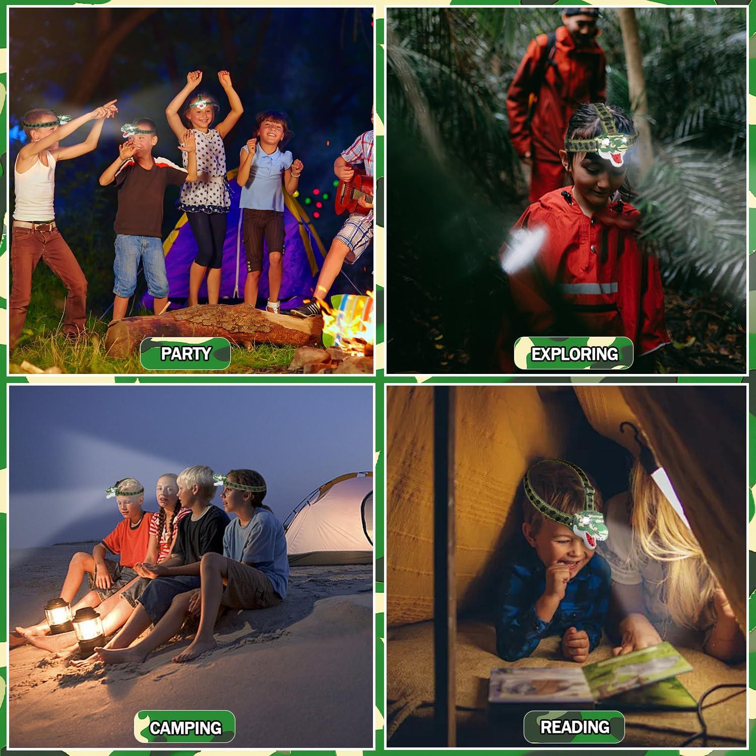 Linterna de Cabeza Dinosaurio T-Rex LED Verde Camo 8cm