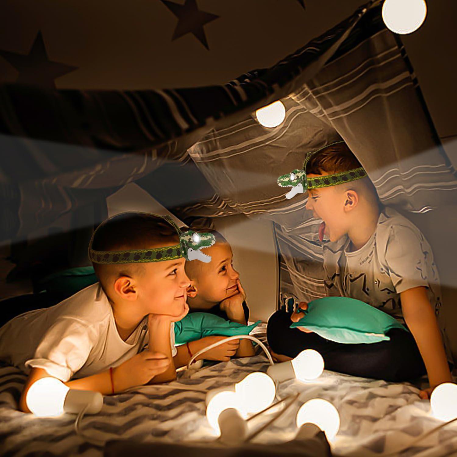 Linterna de Cabeza Dinosaurio T-Rex LED Verde Camo 8cm