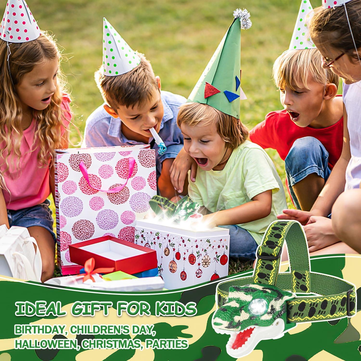 Linterna de Cabeza Dinosaurio T-Rex LED Verde Camo 8cm