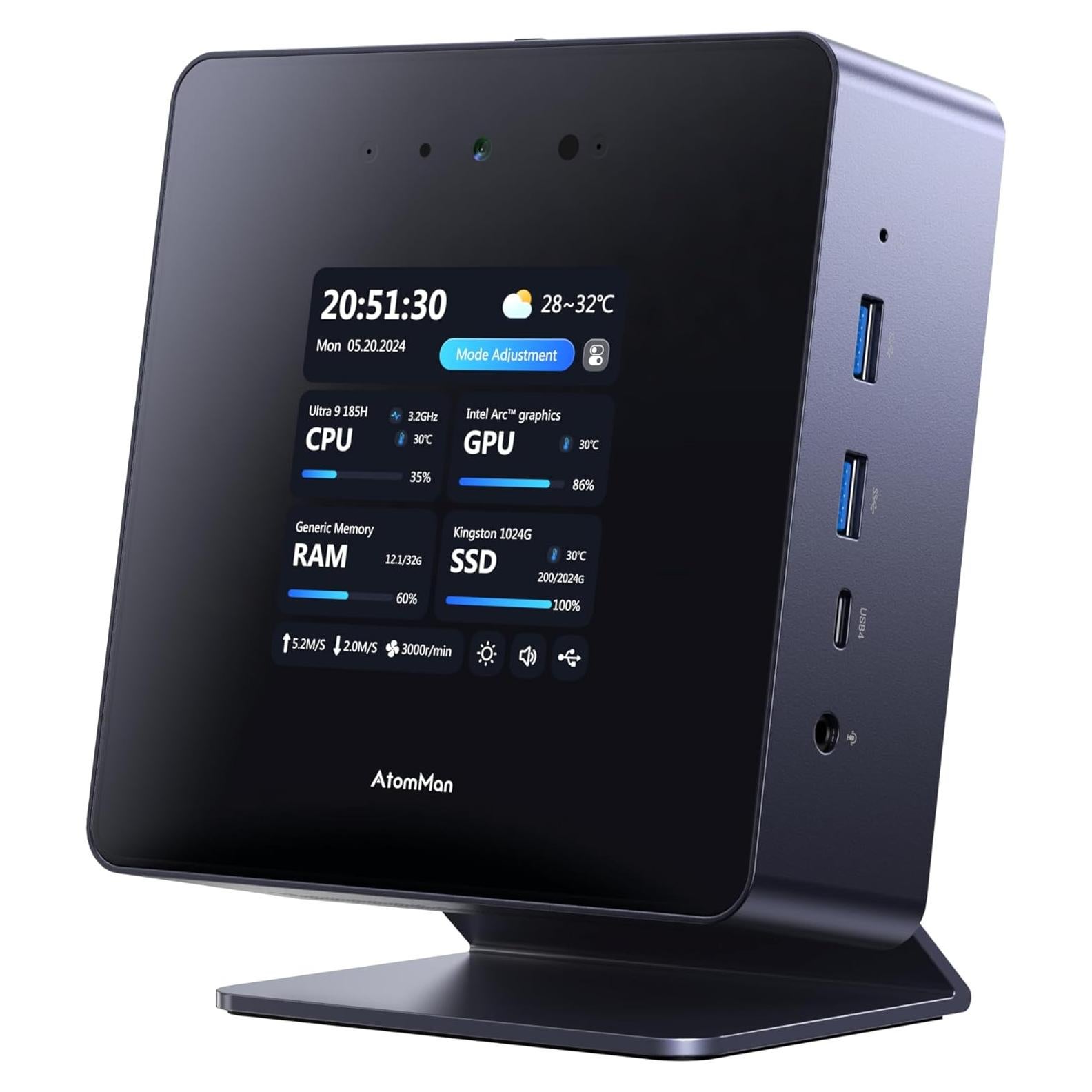 Mini PC AtomMan X7 Ti, Intel Core Ultra 9, 32GB RAM, 1TB SSD