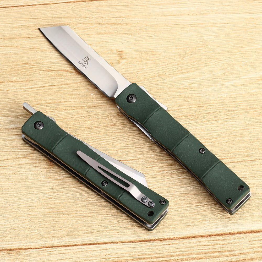 Cuchillo de bolsillo KATSU JRF01 acero D2 mango G10 19.05 cm