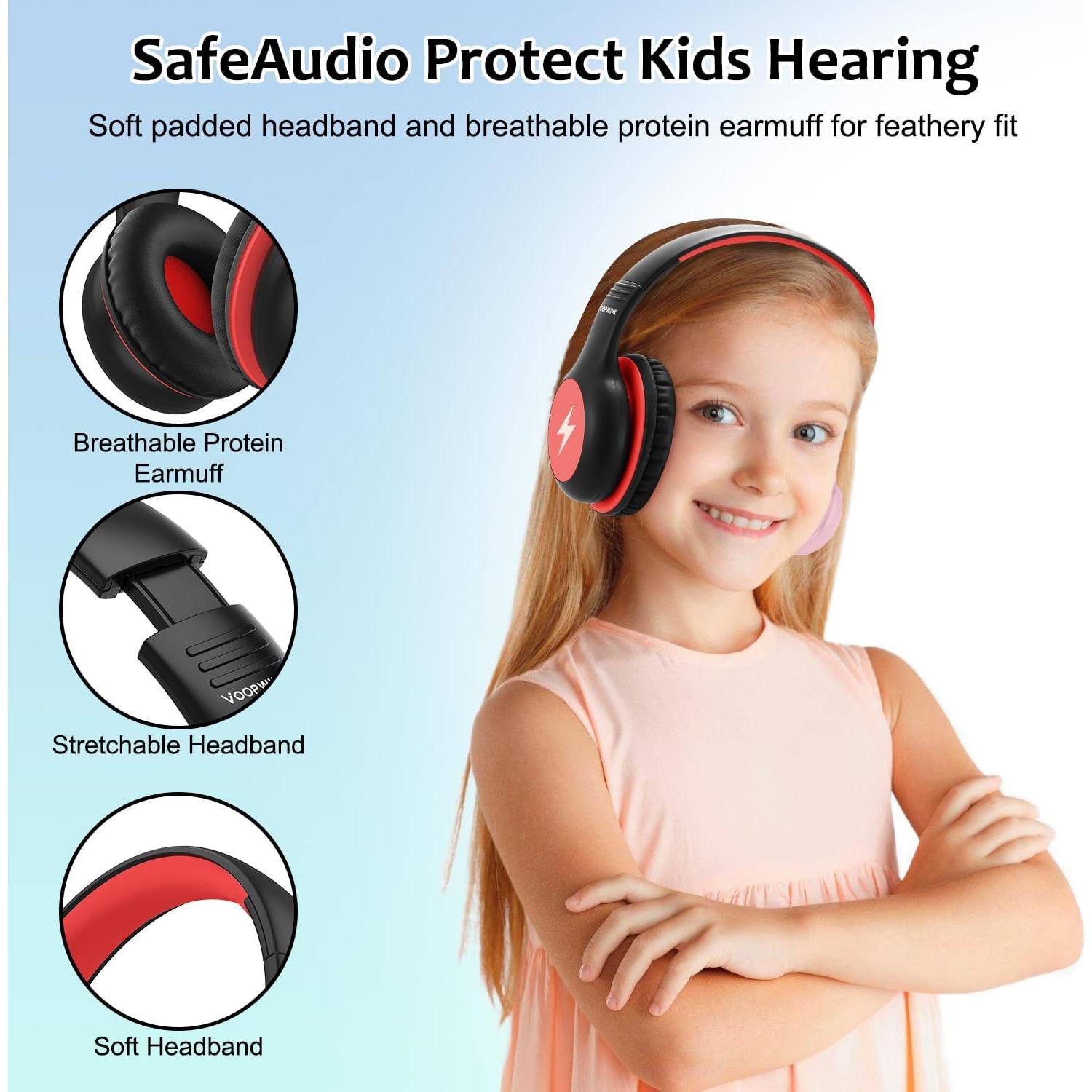 Auriculares con Cable Voopwink KH3 para Niños USB-C Negro-Rojo
