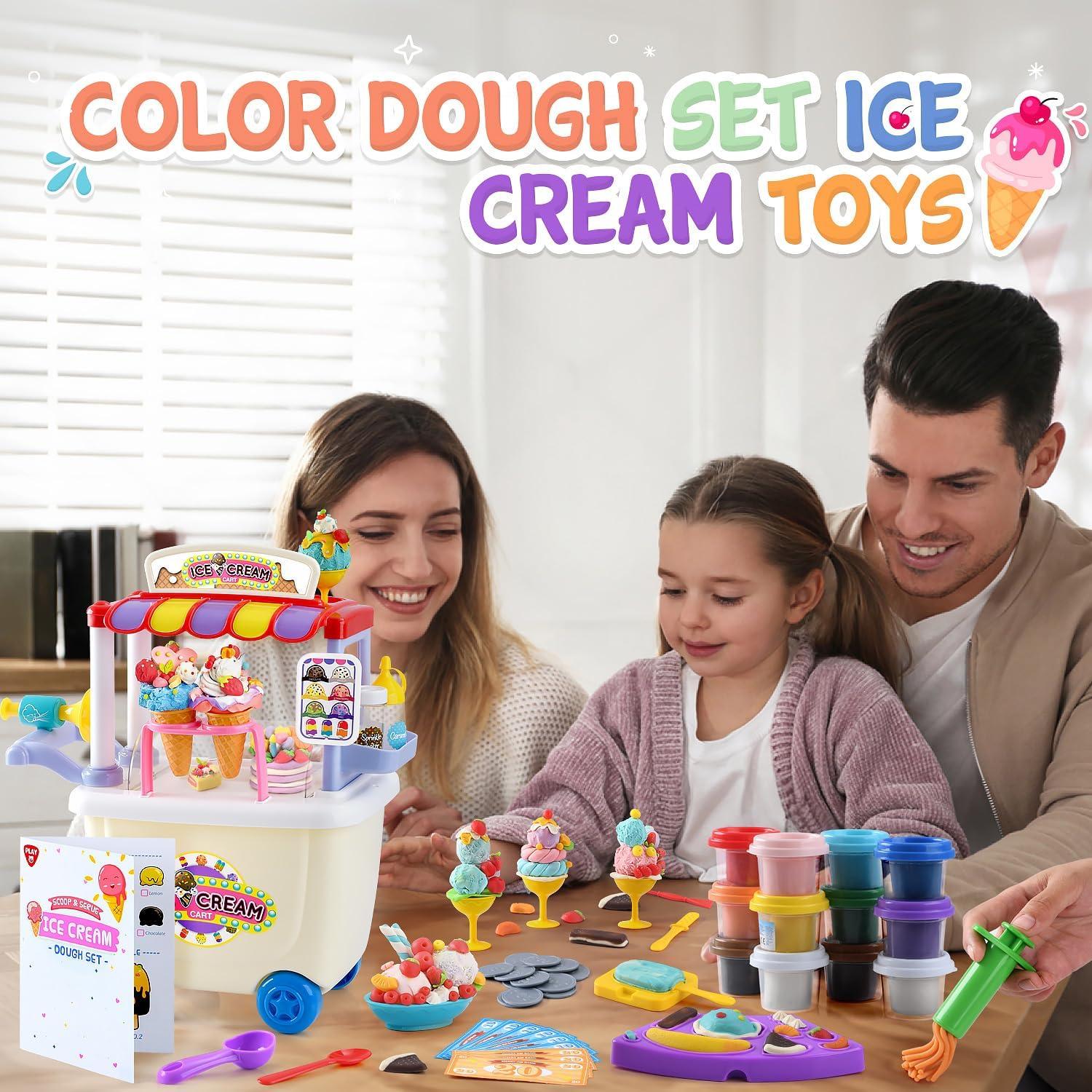 Carrito de Helados PLAY para Niños - Juguete de Masa 12 Latas