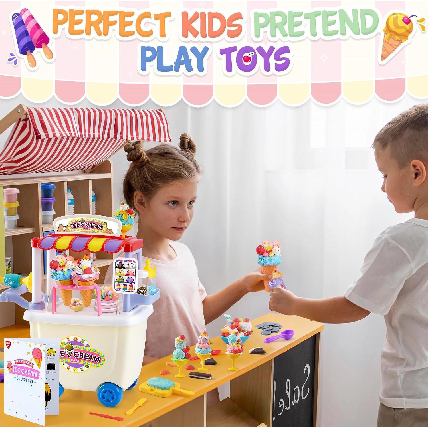 Carrito de Helados PLAY para Niños - Juguete de Masa 12 Latas