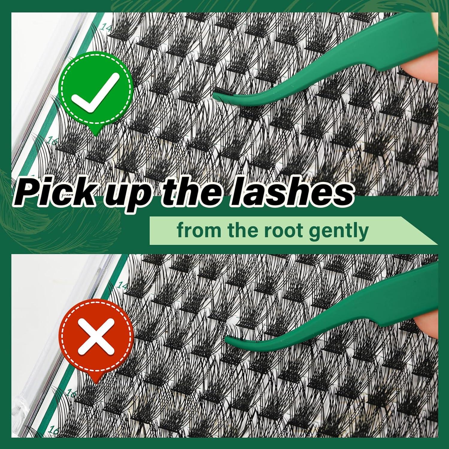 Racimos de Pestañas KEYYOU 144pcs D Curl 10mm Ultra Livianas