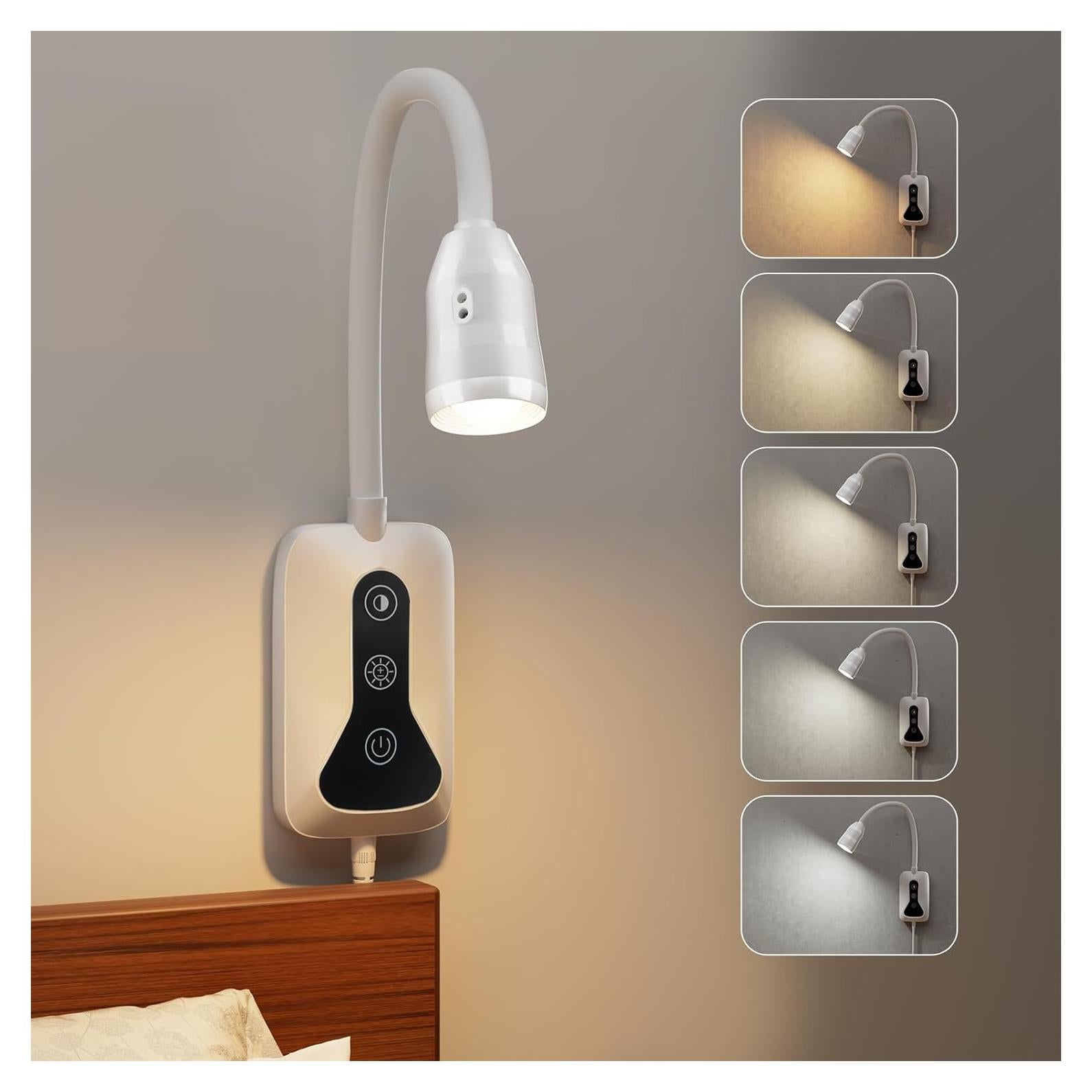 Luz de Lectura Montada en Pared HUAEU LED Regulable Blanca