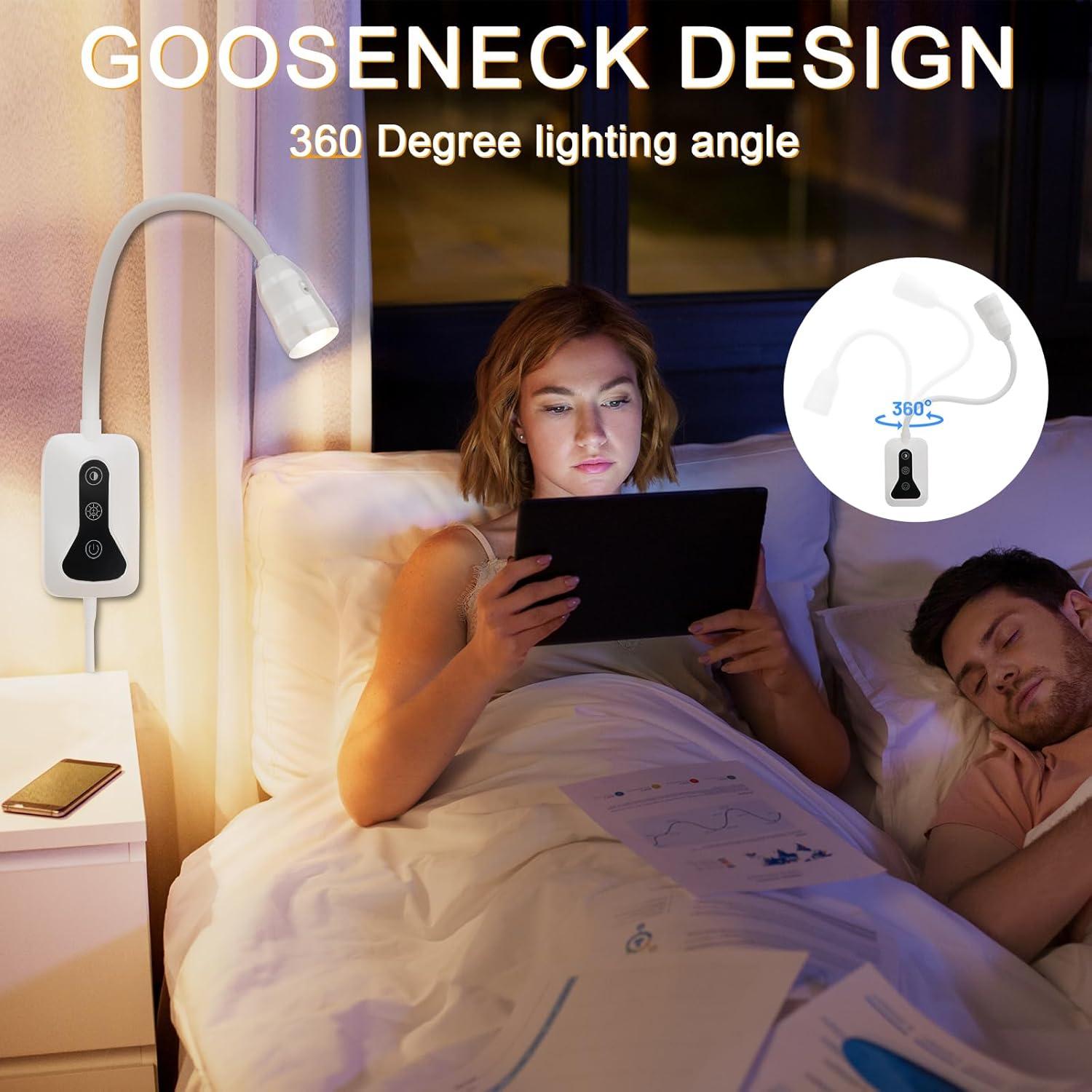 Luz de Lectura Montada en Pared HUAEU LED Regulable Blanca