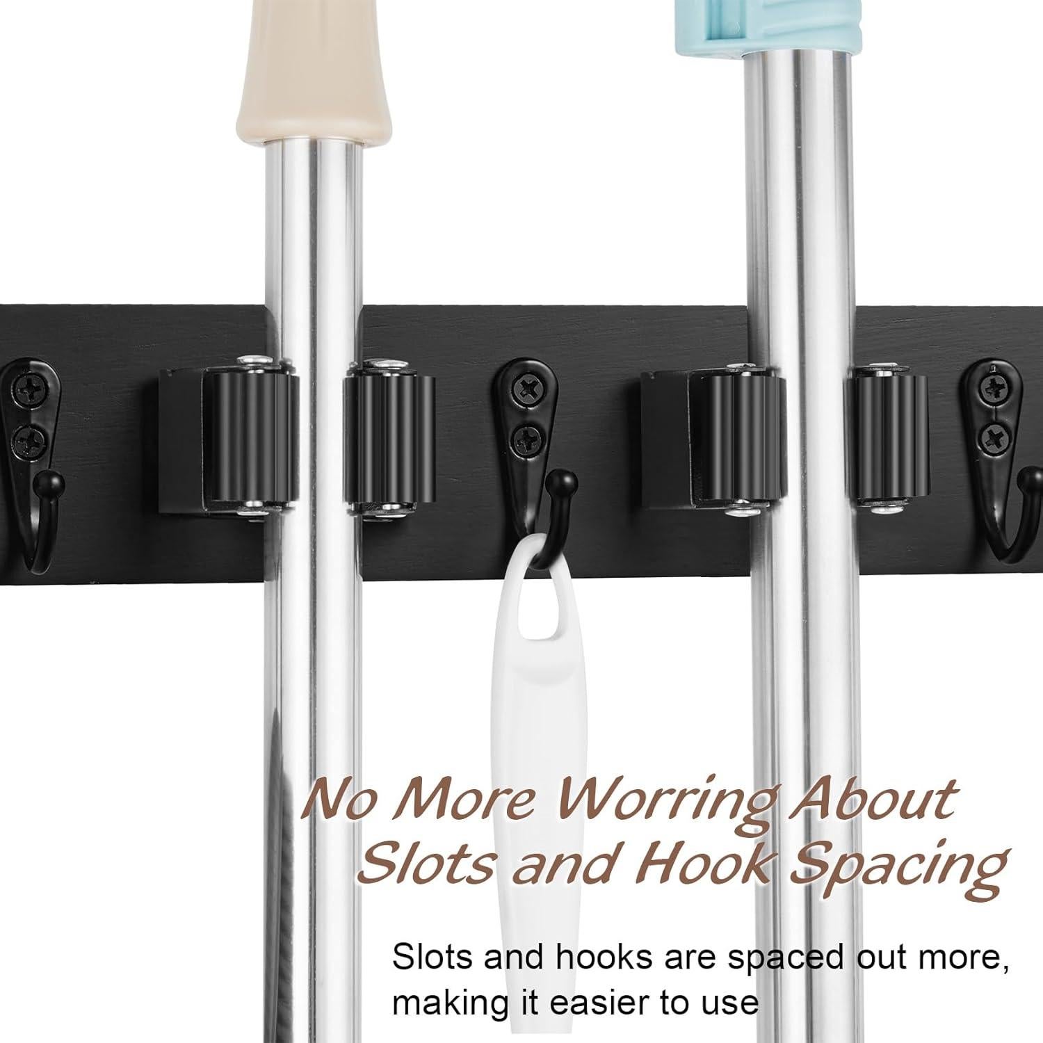 Soporte de Escoba y Mopa Montado en Pared OUTNILI - 2 Paquetes