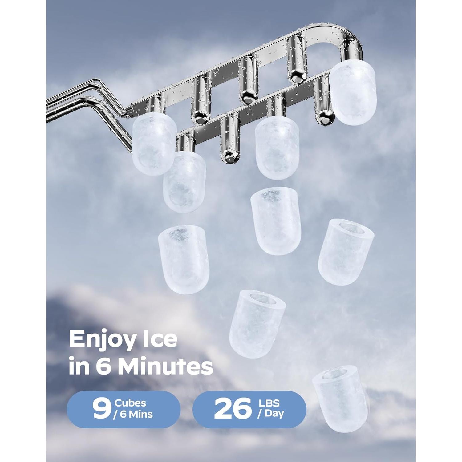 Fabricador de Hielo HOMEZAY 9 Cubos en 6 Min, Plata