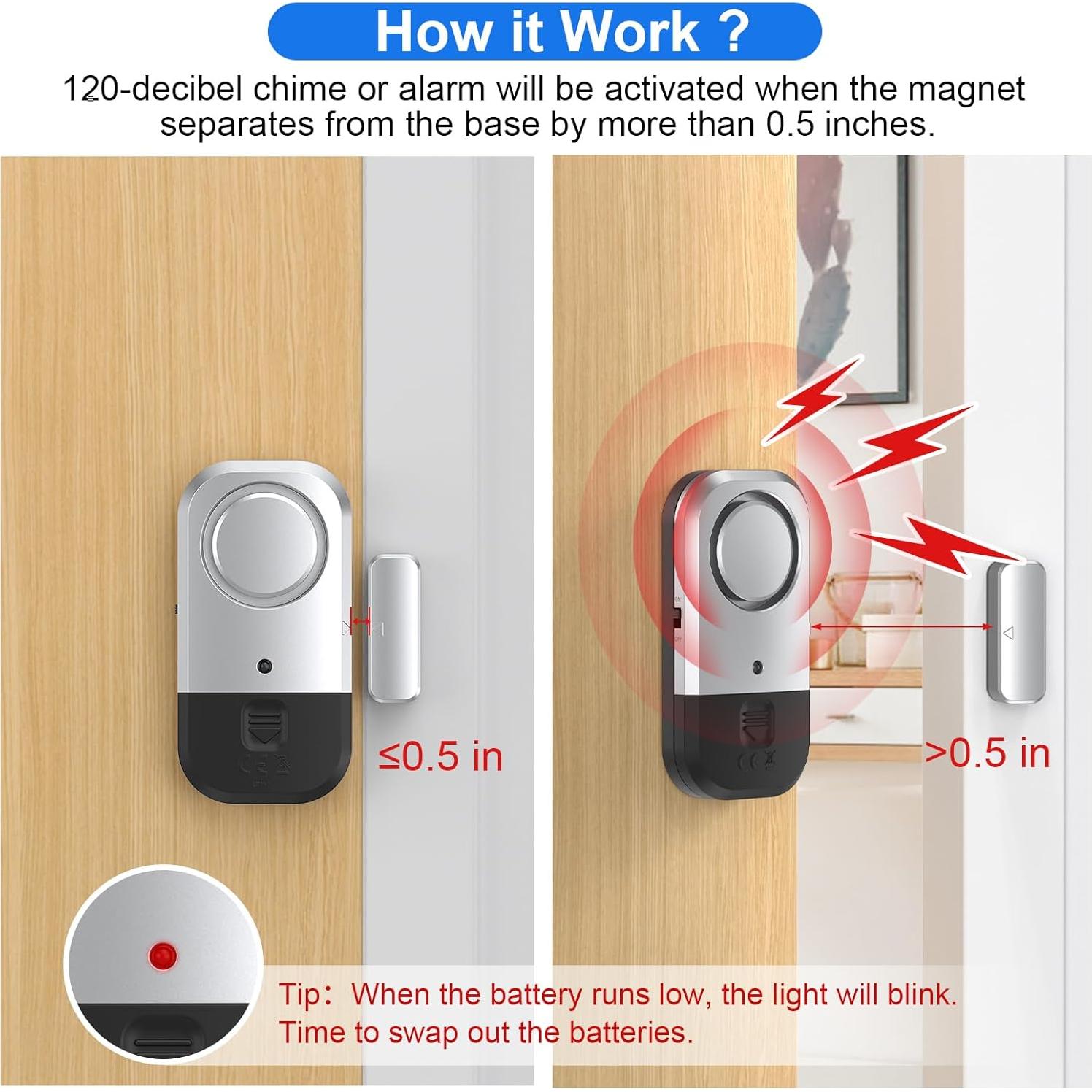 Alarmas para Puertas y Ventanas ANKOSHUN - 6 Paquete Gris