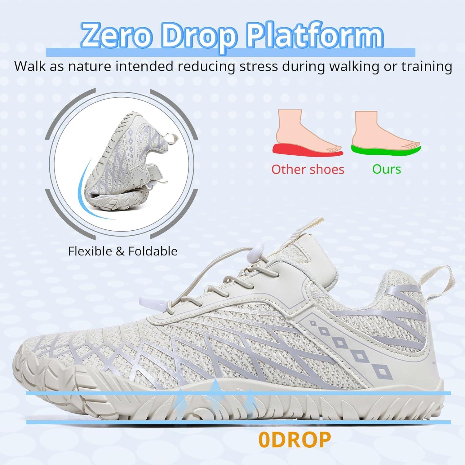 Zapatos Barefoot Unisex Minimalistas Beige 5.5M/4.5H