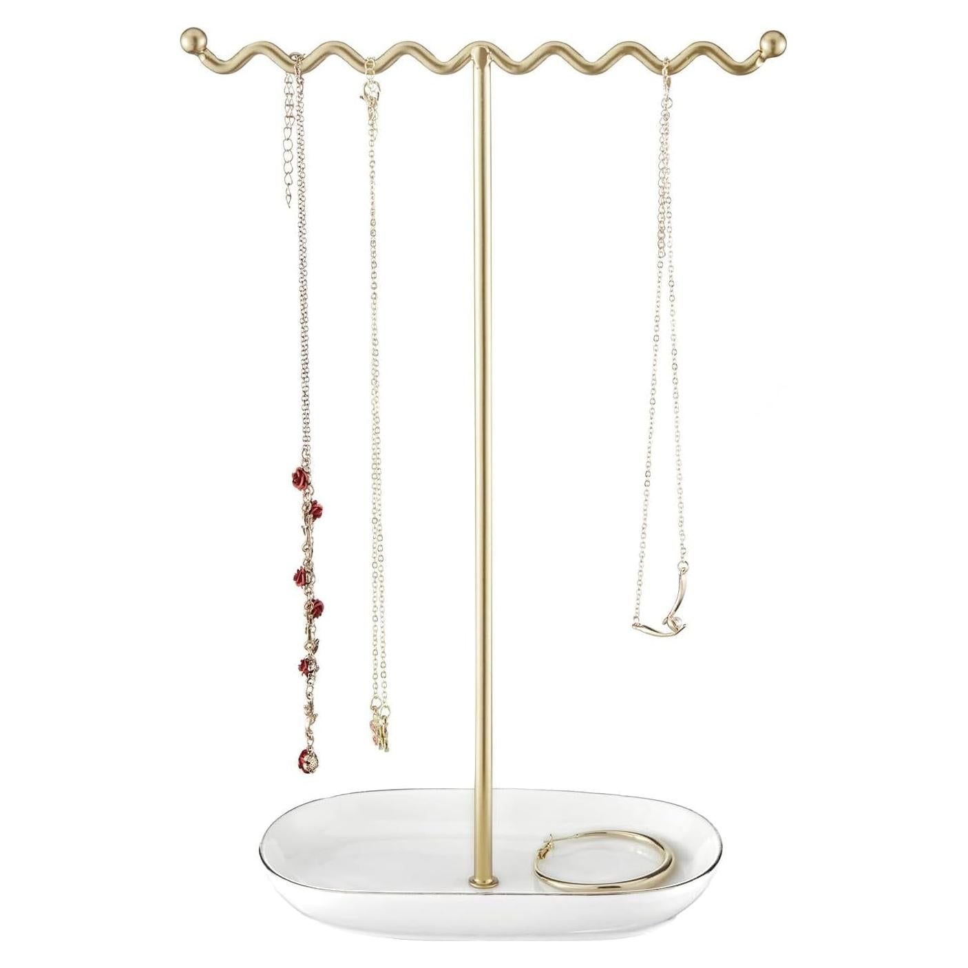 Soporte de Joyería Saydear Blanco Deluxe - Organizador de Cerámica y Metal