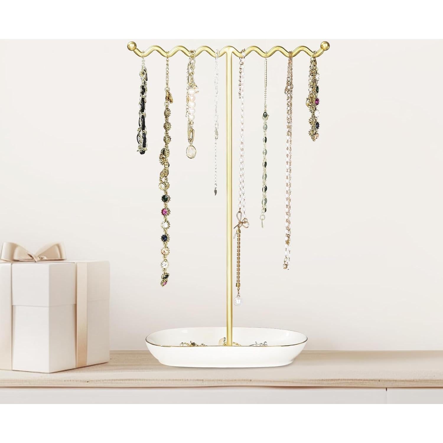 Soporte de Joyería Saydear Blanco Deluxe - Organizador de Cerámica y Metal