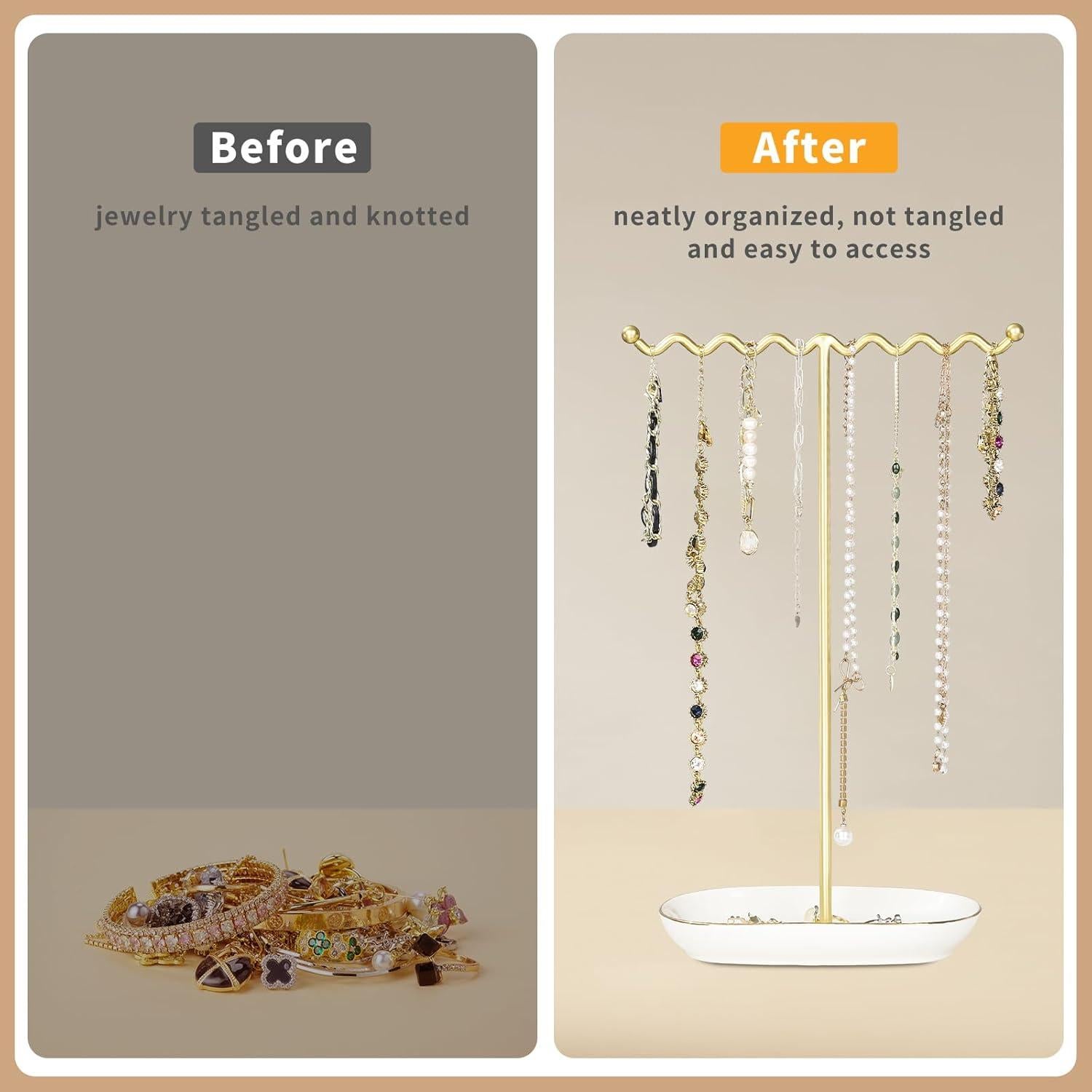 Soporte de Joyería Saydear Blanco Deluxe - Organizador de Cerámica y Metal