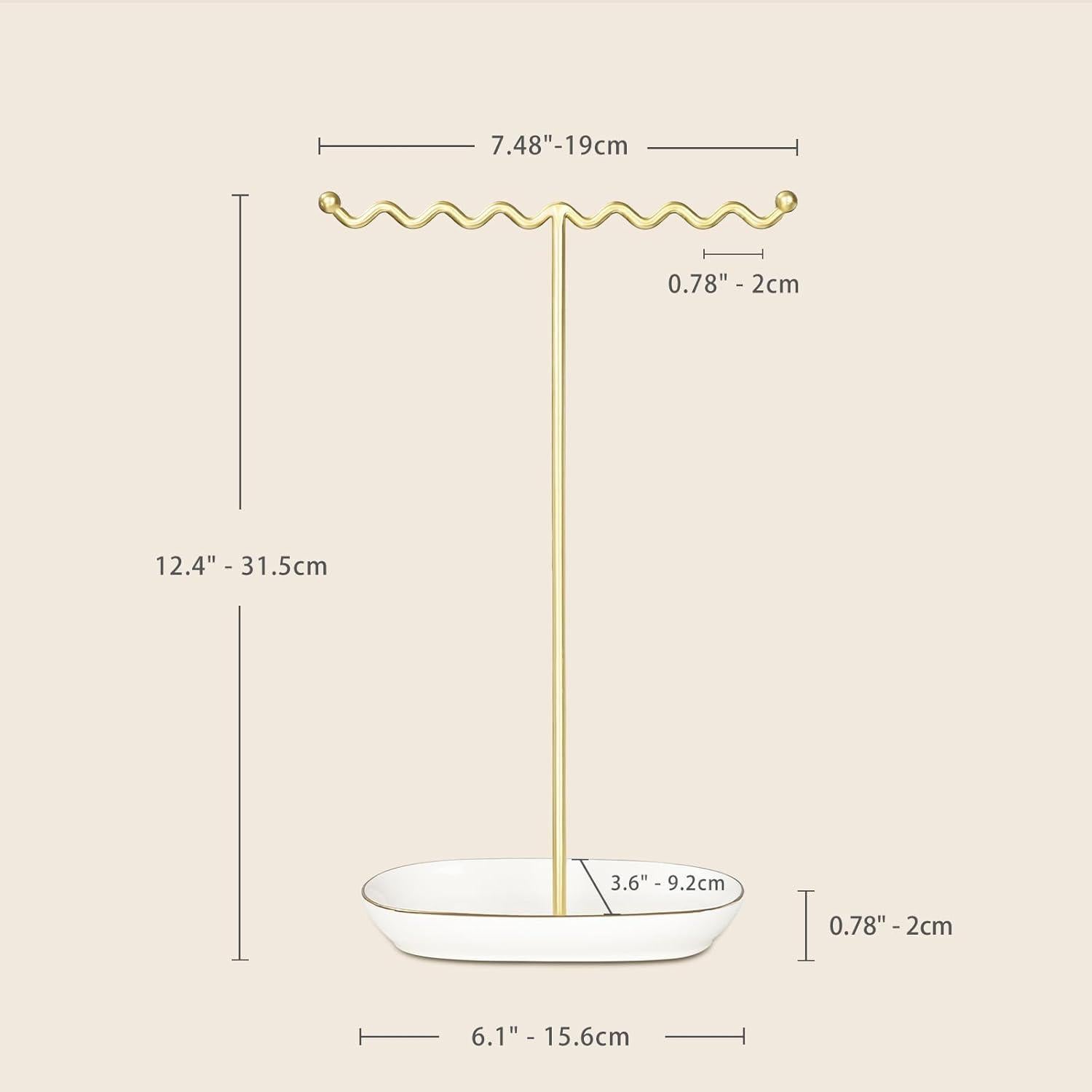 Soporte de Joyería Saydear Blanco Deluxe - Organizador de Cerámica y Metal