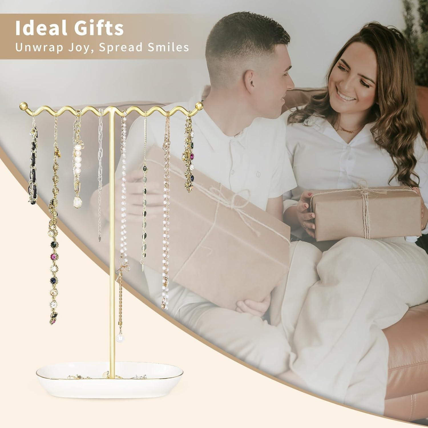 Soporte de Joyería Saydear Blanco Deluxe - Organizador de Cerámica y Metal