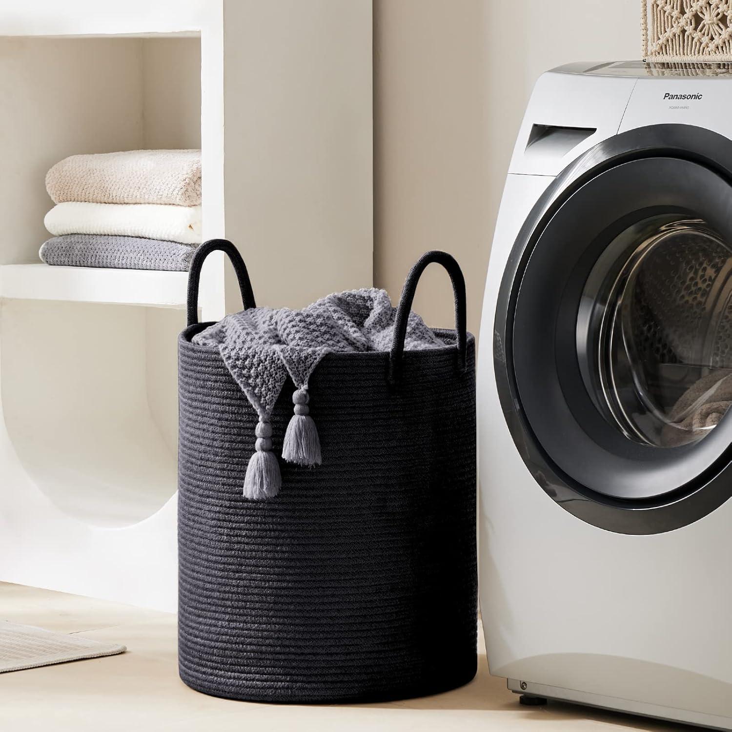 Cesta de Lavandería Alta YOUDENOVA 72L Algodón Negro