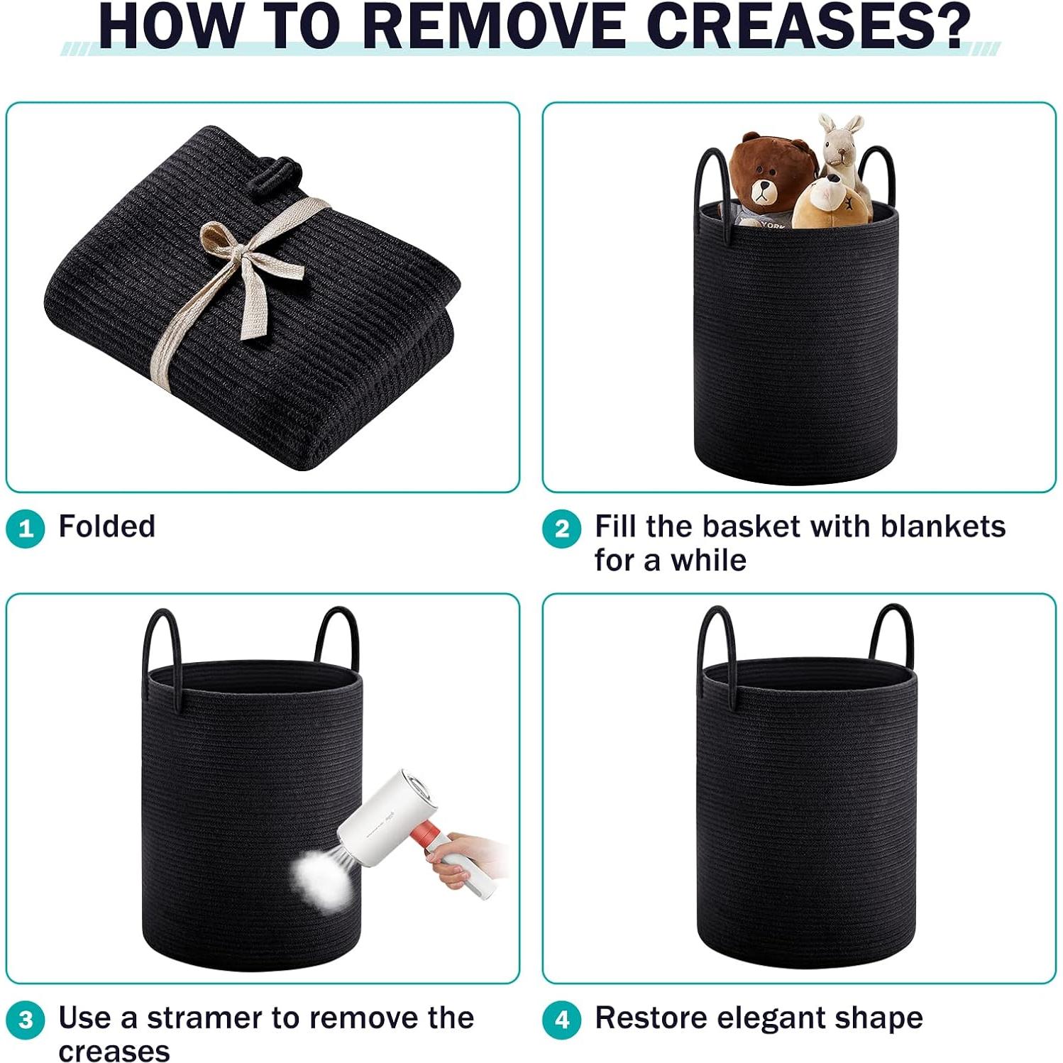 Cesta de Lavandería Alta YOUDENOVA 72L Algodón Negro