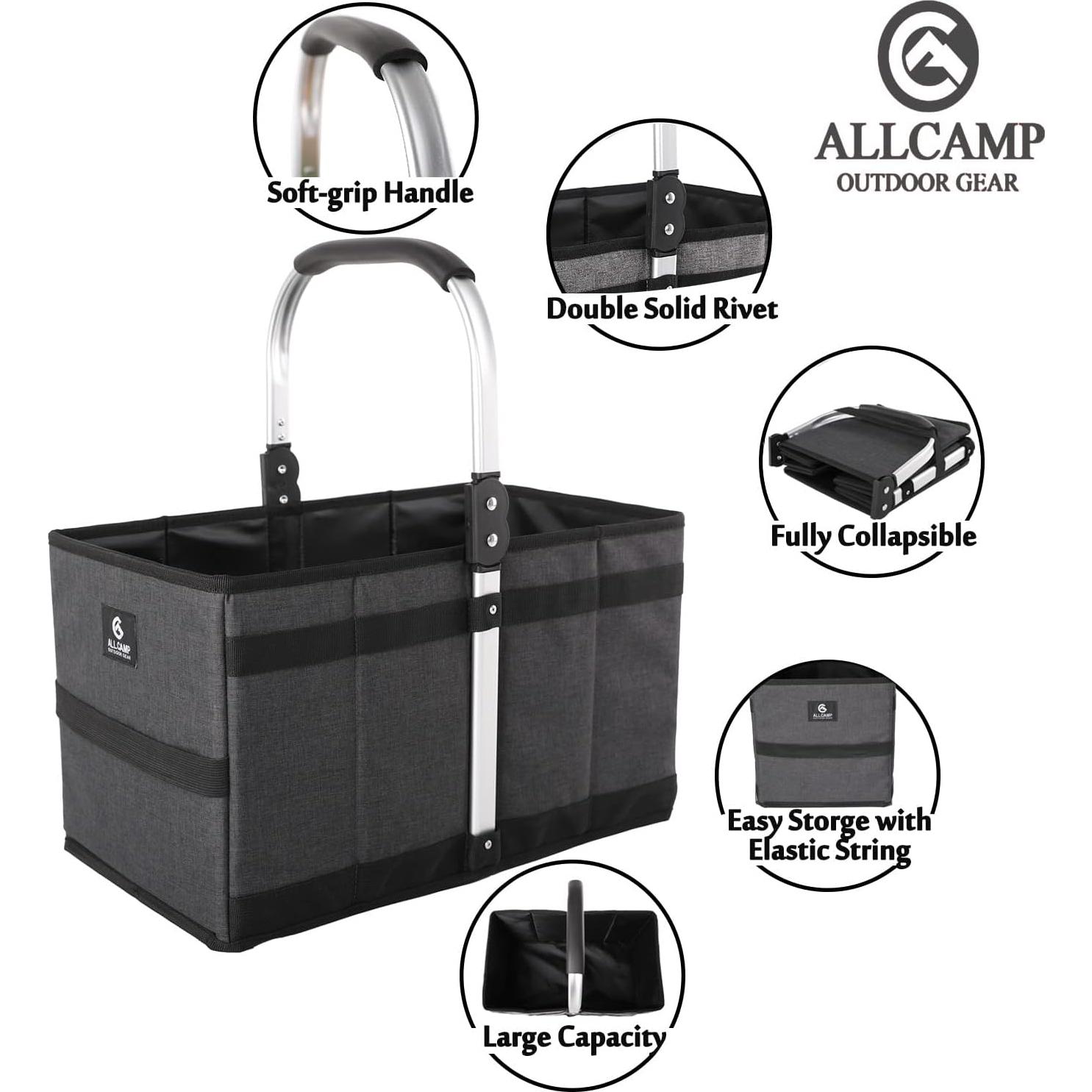 Cesta Plegable ALLCAMP 27L Negra - Almacenamiento Compacto