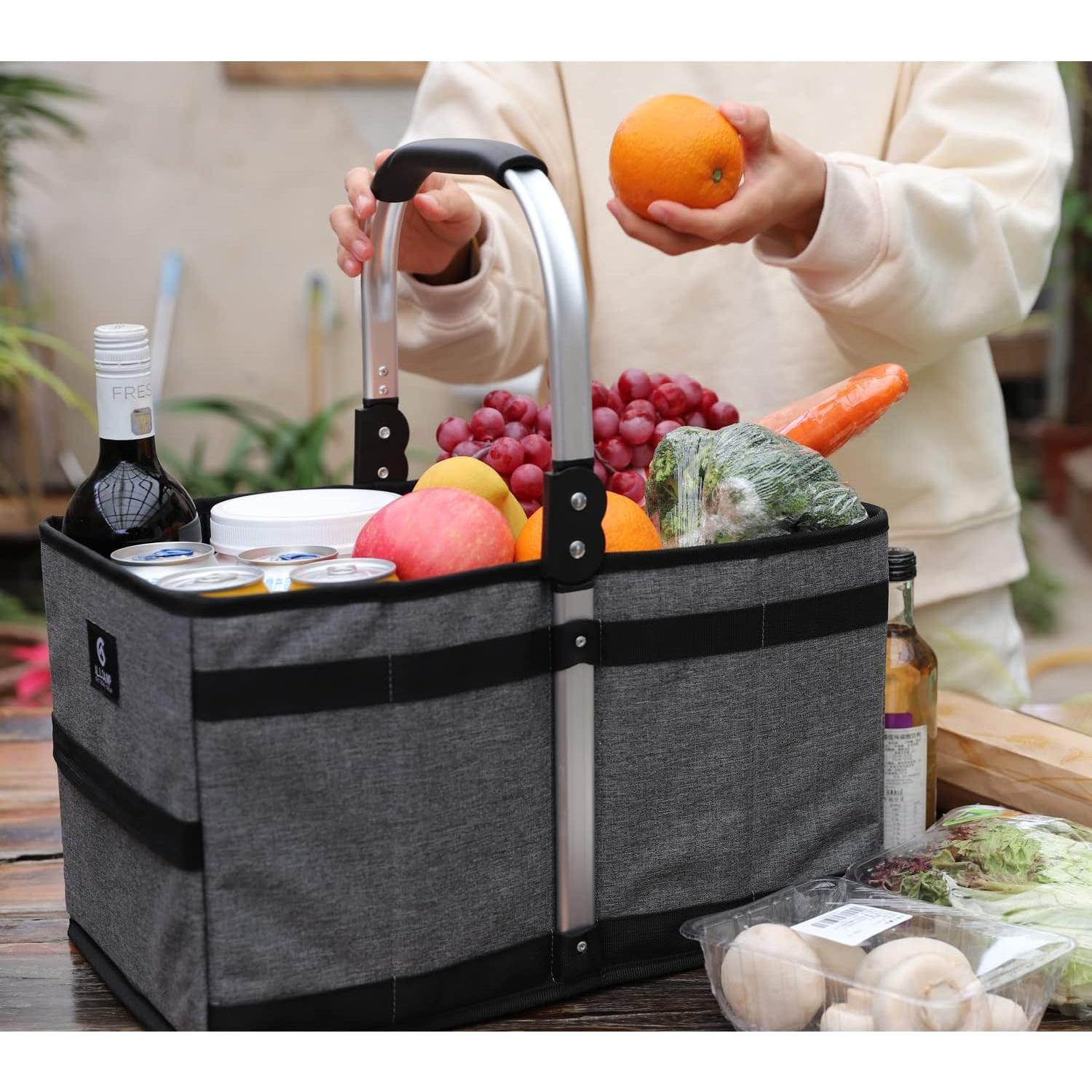 Cesta Plegable ALLCAMP 27L Negra - Almacenamiento Compacto