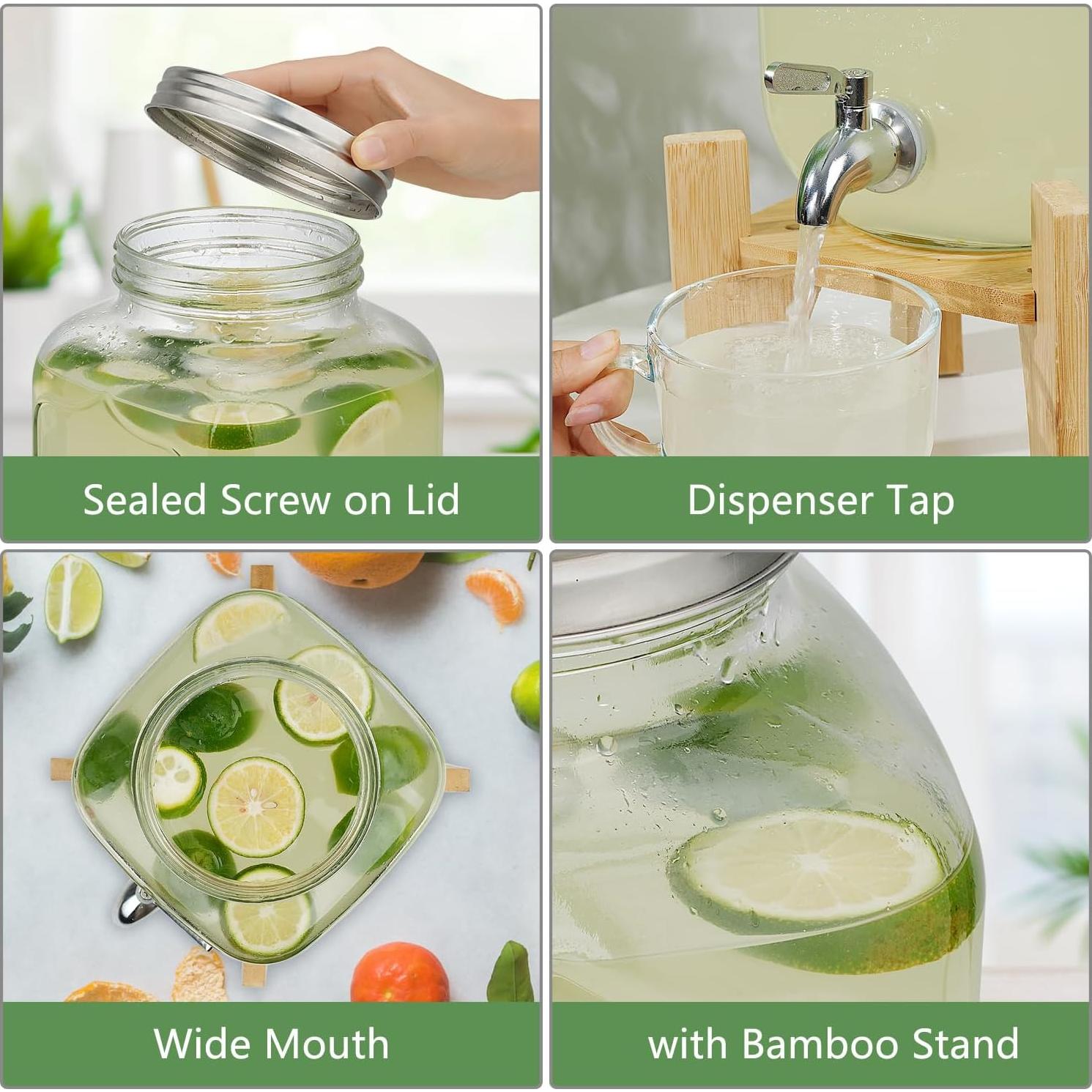 Dispensador de Bebidas de Vidrio Hiziwimi 4L con Grifo Inoxidable