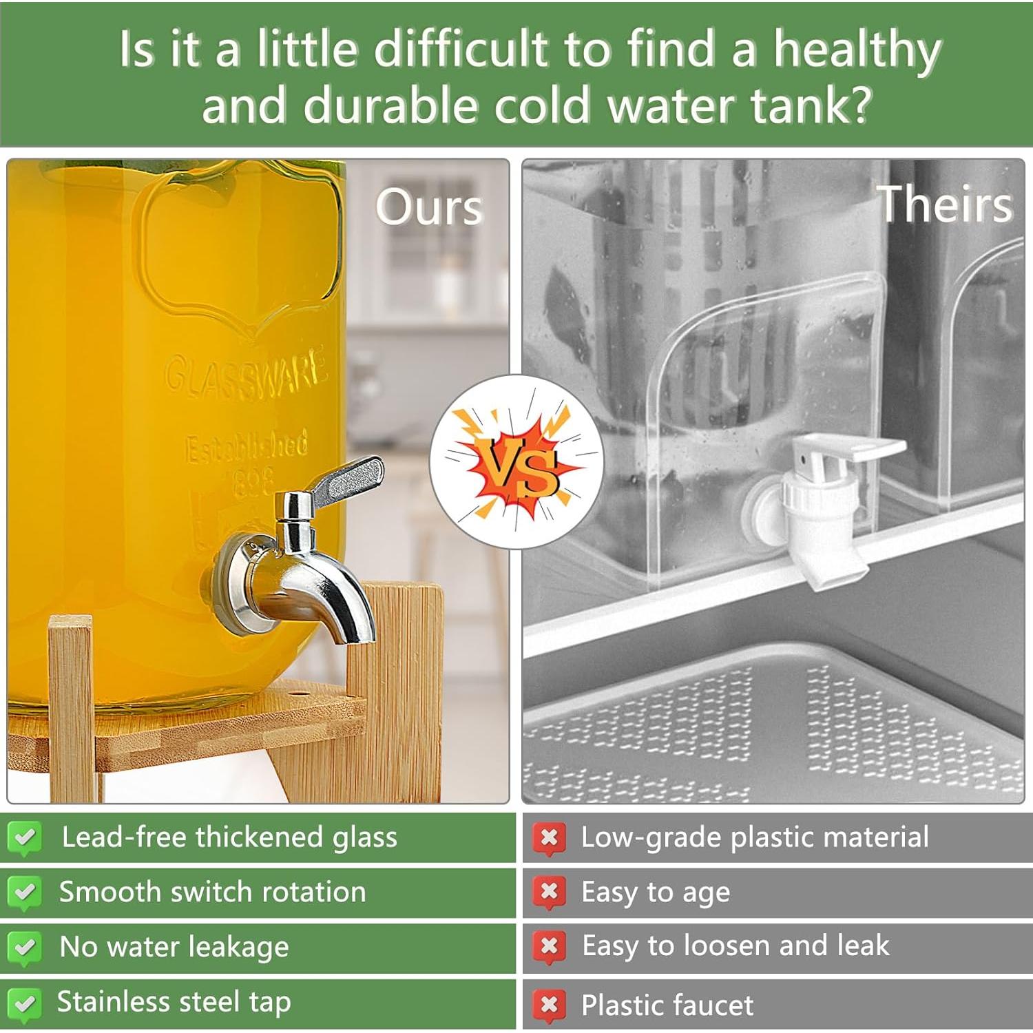 Dispensador de Bebidas de Vidrio Hiziwimi 4L con Grifo Inoxidable