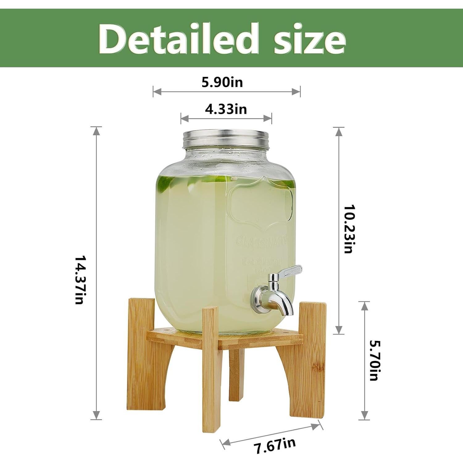 Dispensador de Bebidas de Vidrio Hiziwimi 4L con Grifo Inoxidable