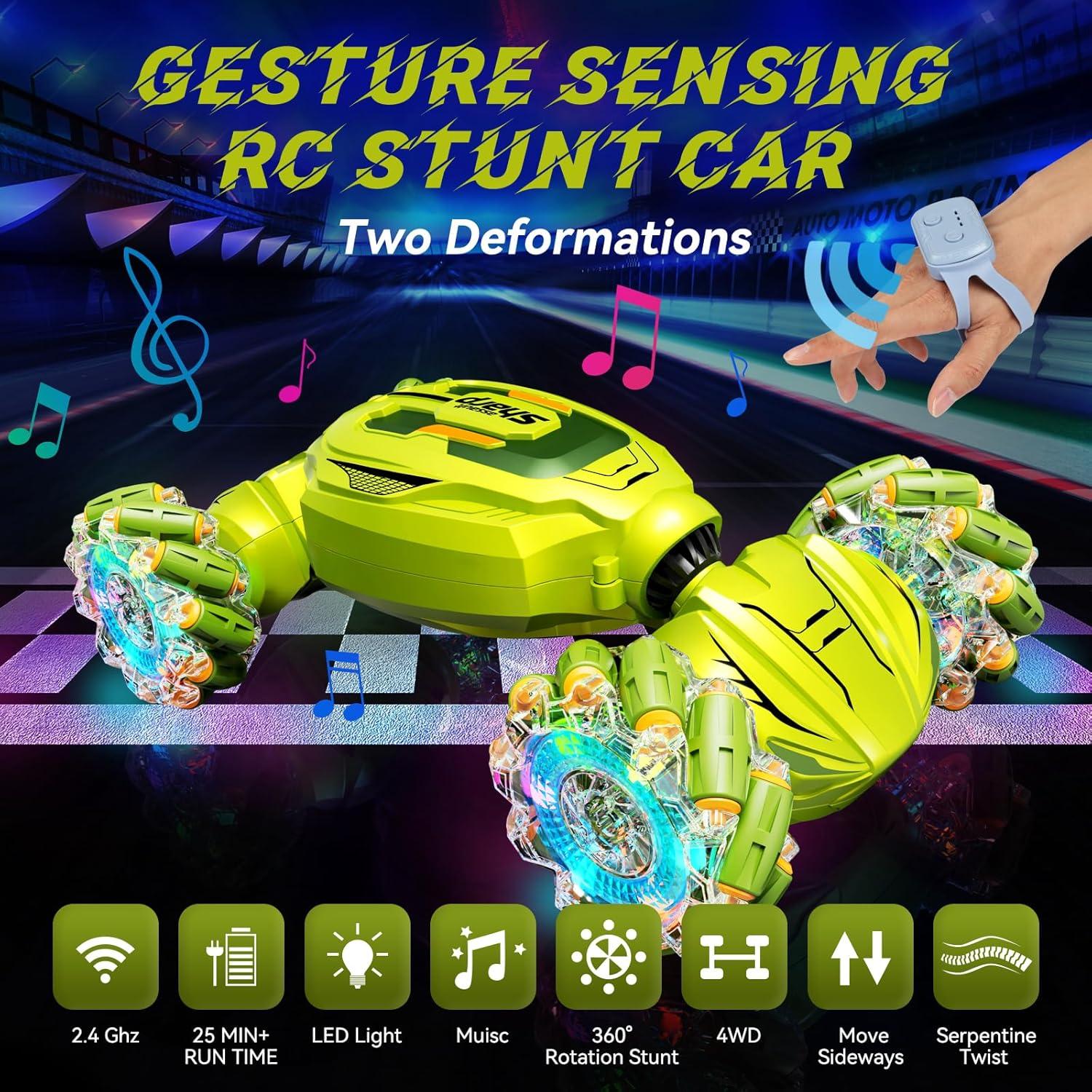 Coche RC Transformable Snaiio 4WD Detección de Gestos Verde