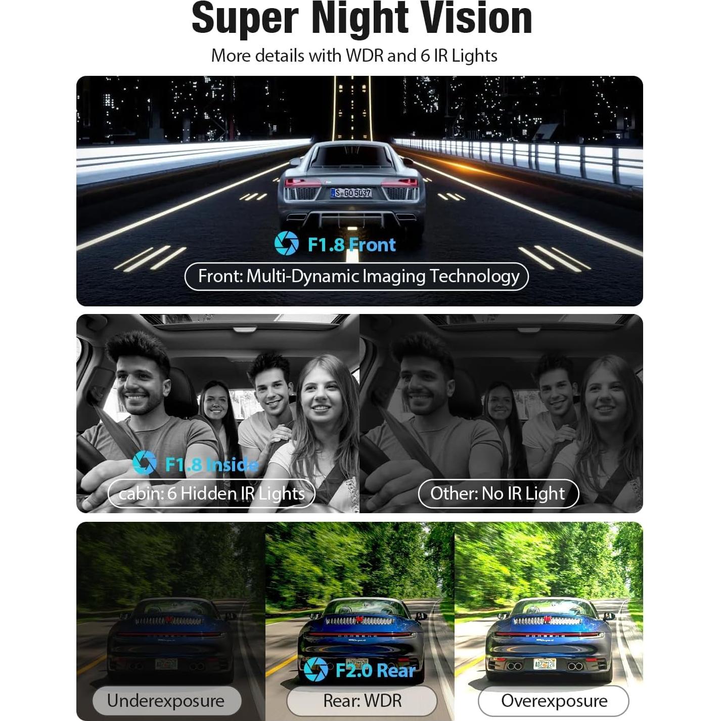 Cámara Dash OMBAR M572 3 Canales 2K+1080P GPS WiFi 5G