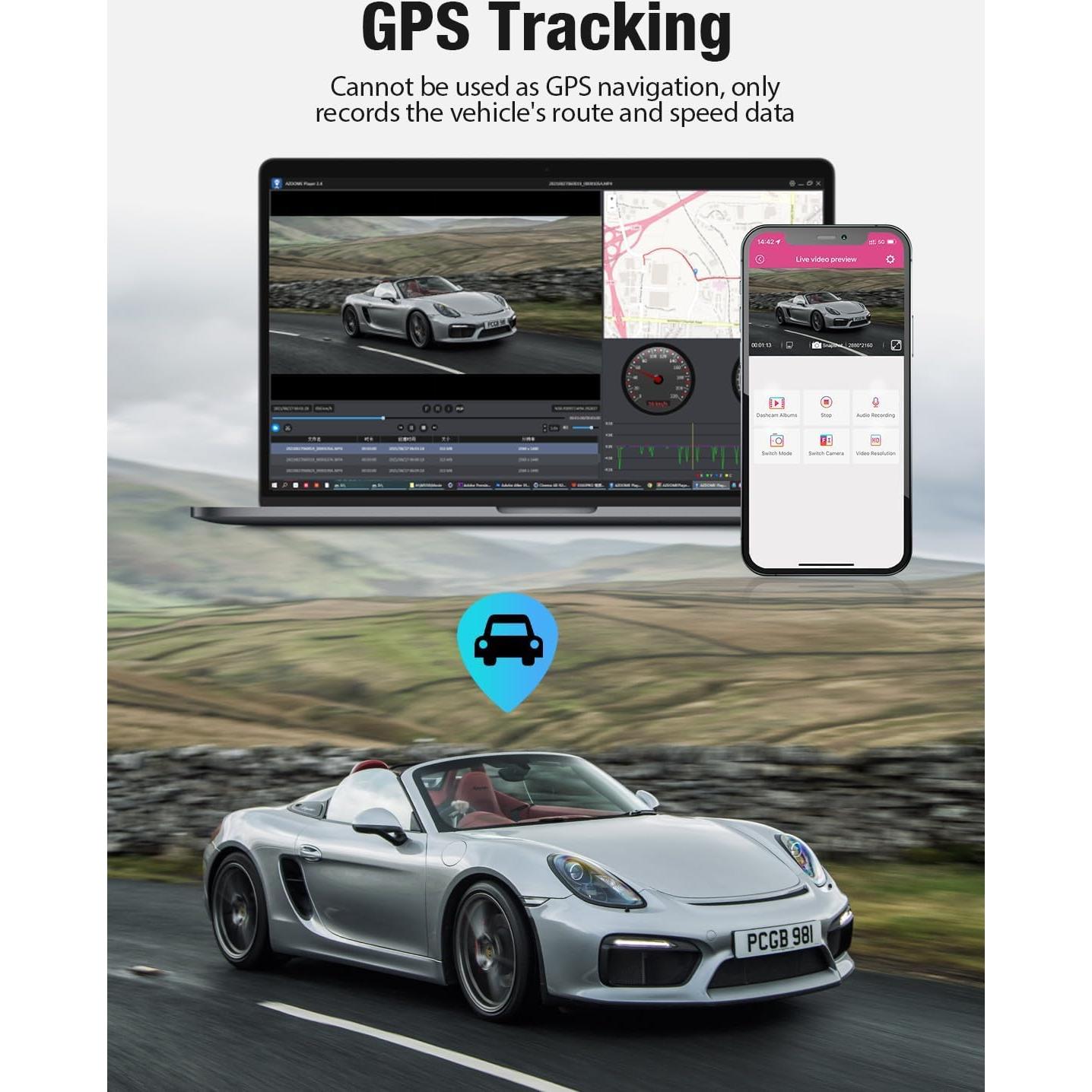 Cámara Dash OMBAR M572 3 Canales 2K+1080P GPS WiFi 5G