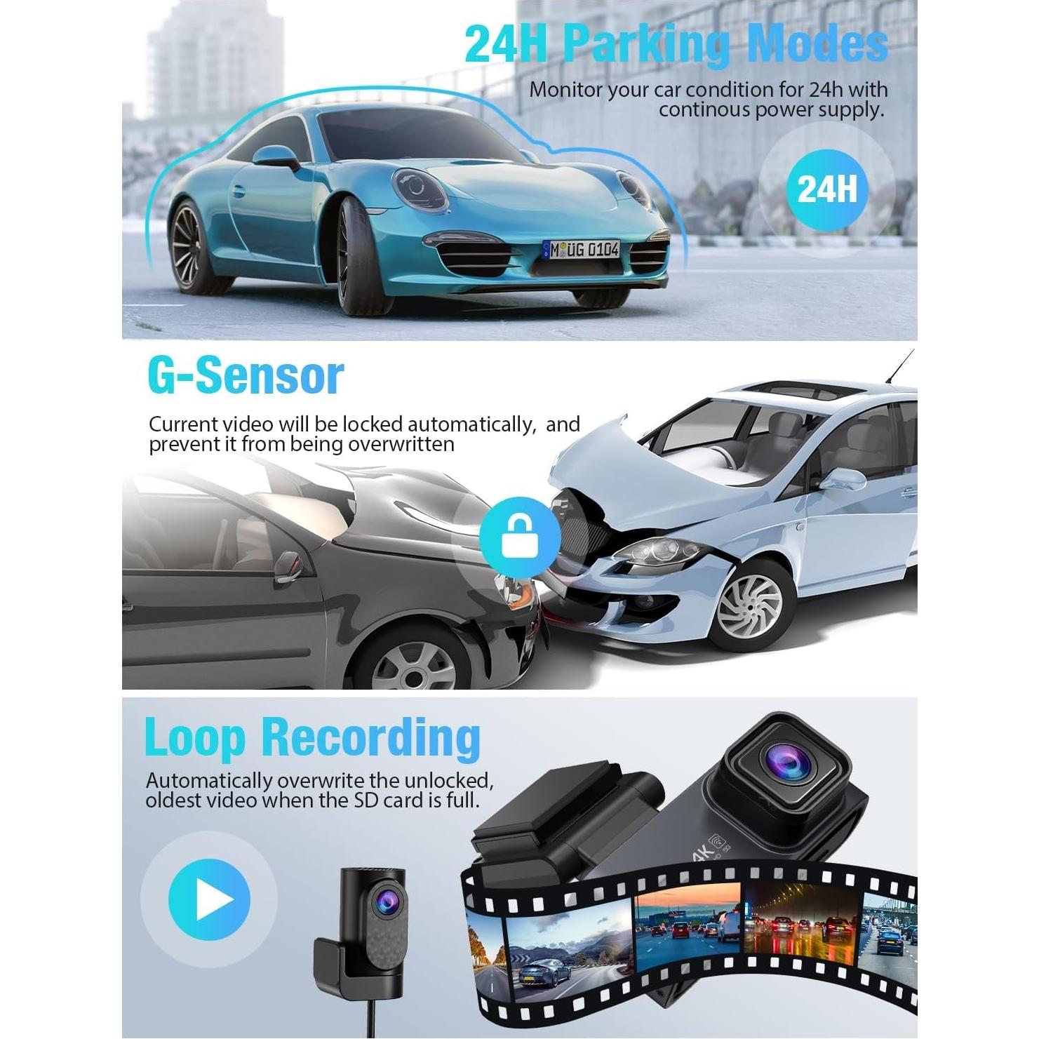 Cámara Dash OMBAR M572 3 Canales 2K+1080P GPS WiFi 5G