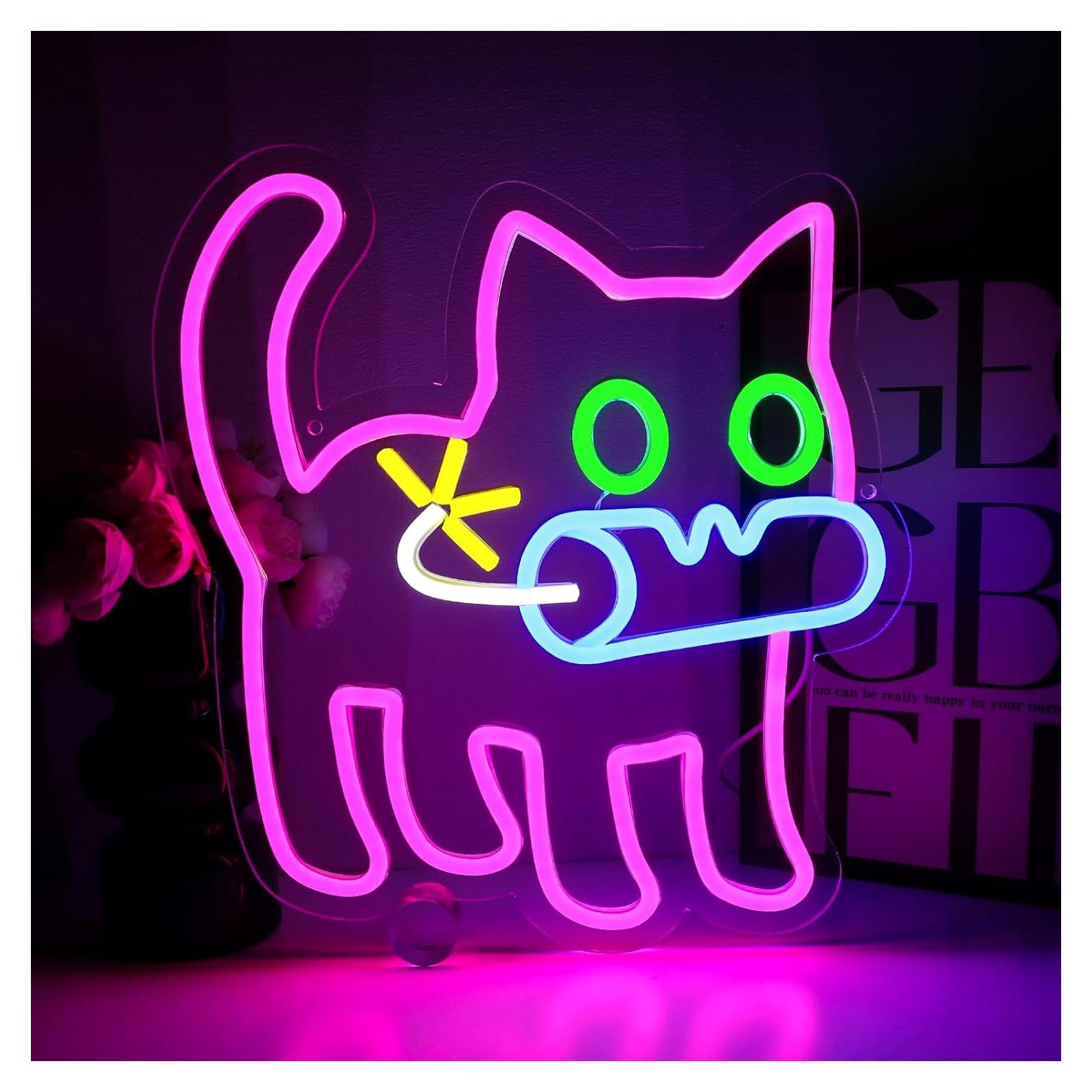 Cartel Neón LED Gato Bomba PMCVYH 33.5x32 cm USB Ajustable