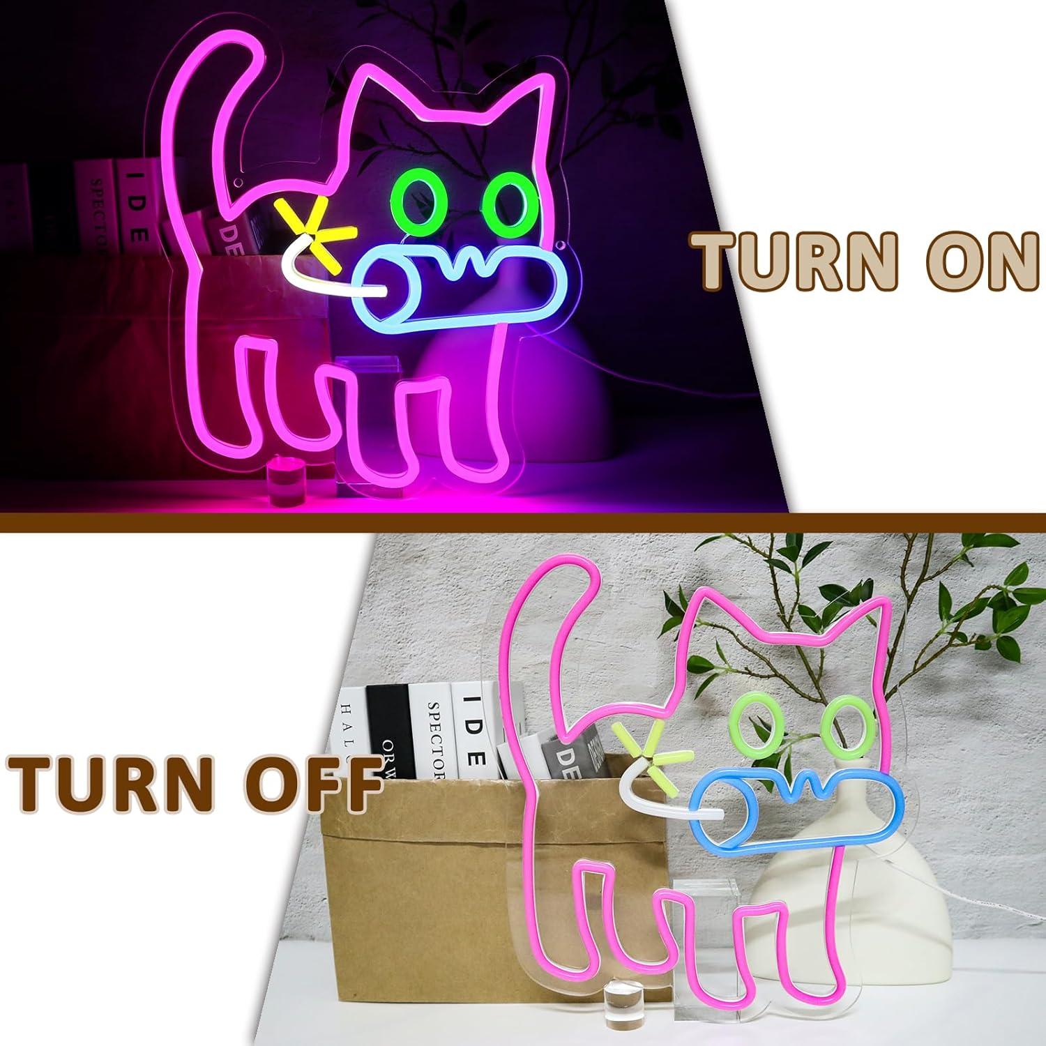 Cartel Neón LED Gato Bomba PMCVYH 33.5x32 cm USB Ajustable