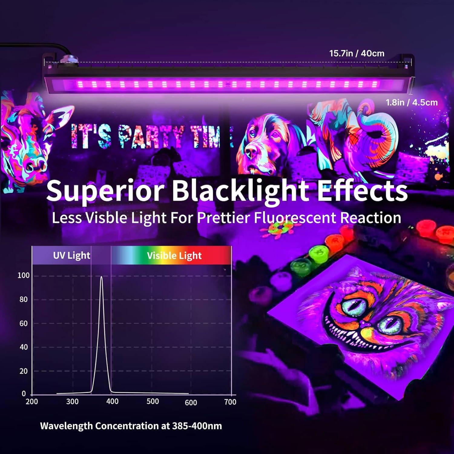 Barra de Luz Negra LED AUROHOPE 50W IP66 385nm para Fiestas