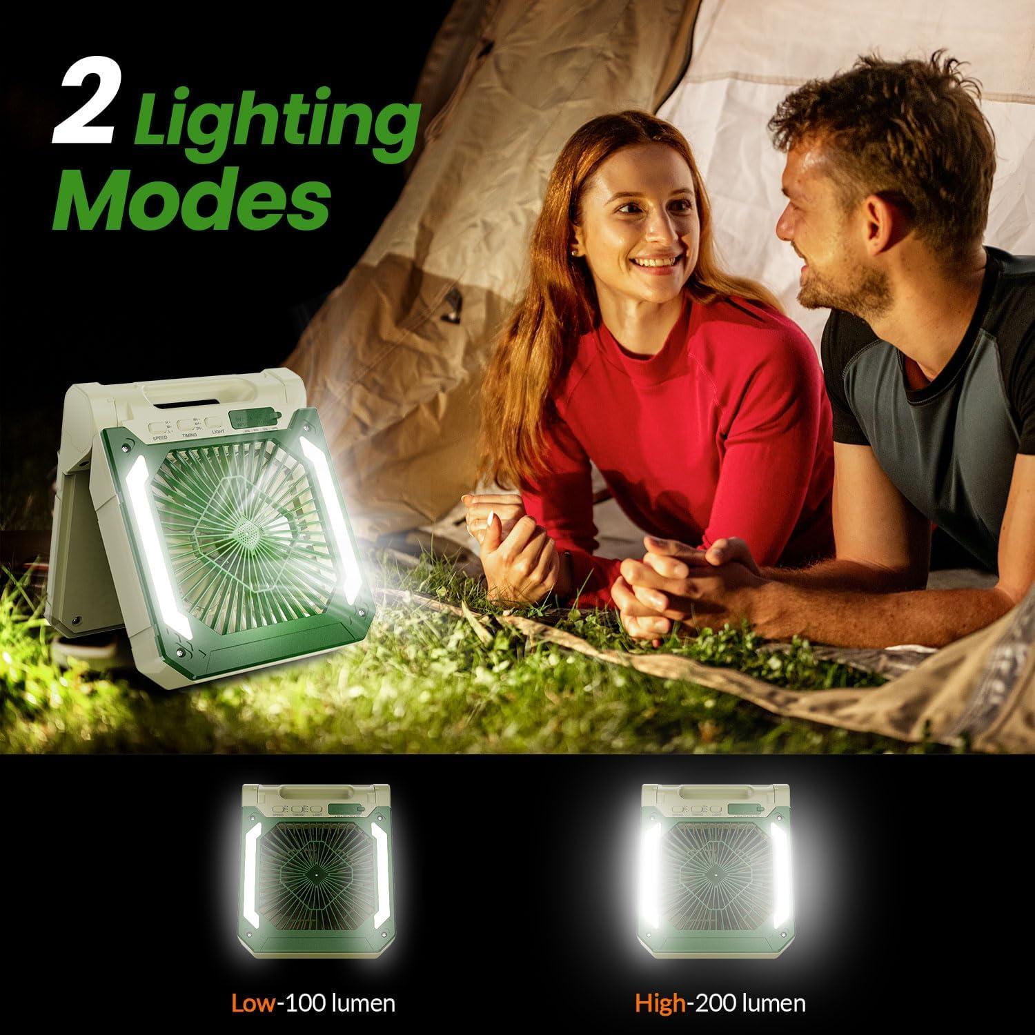 Ventilador de Camping Solar Innopower 20000mAh con Linterna LED