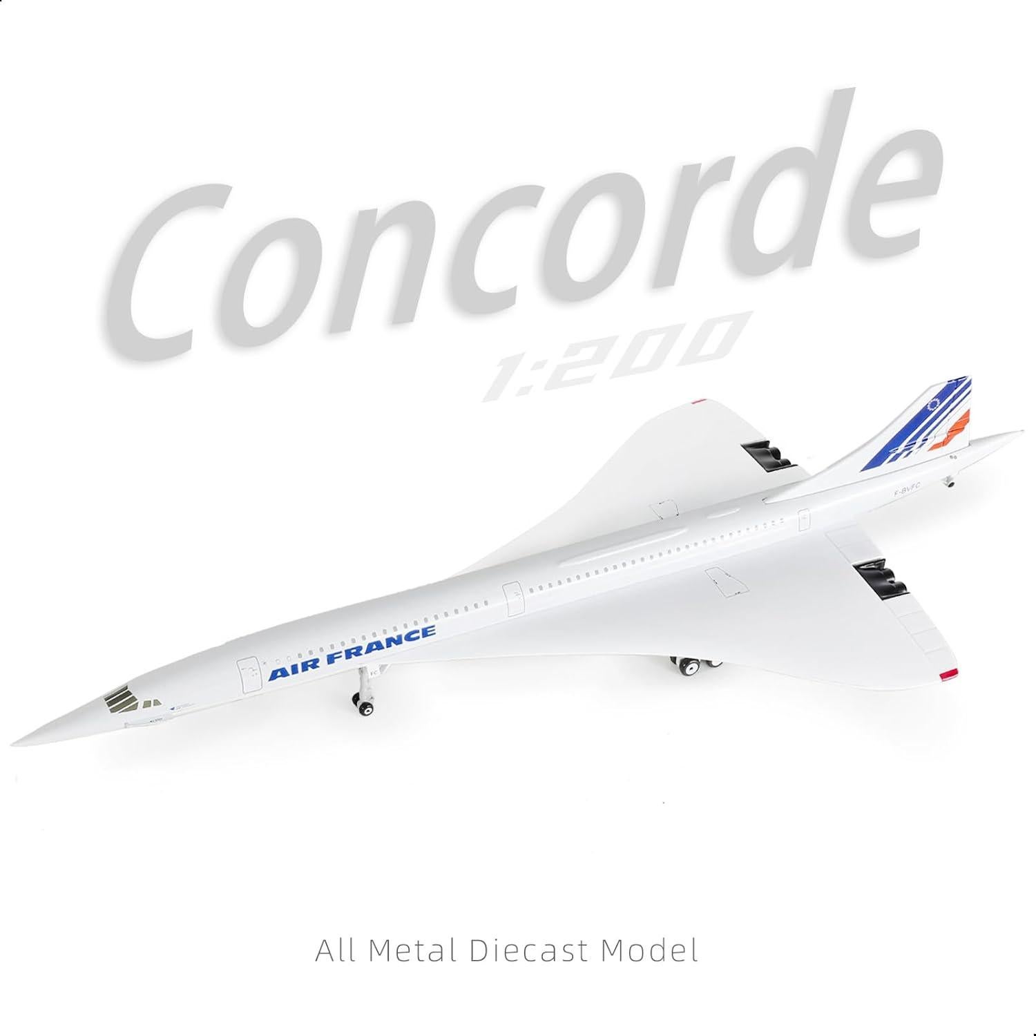 Modelo de avión Concorde QIYUMOKE 1/200 con soporte