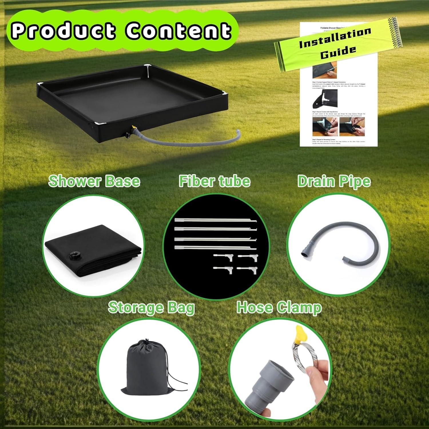 Base de Ducha Portátil ianjetty 104 cm Plegable para Camping