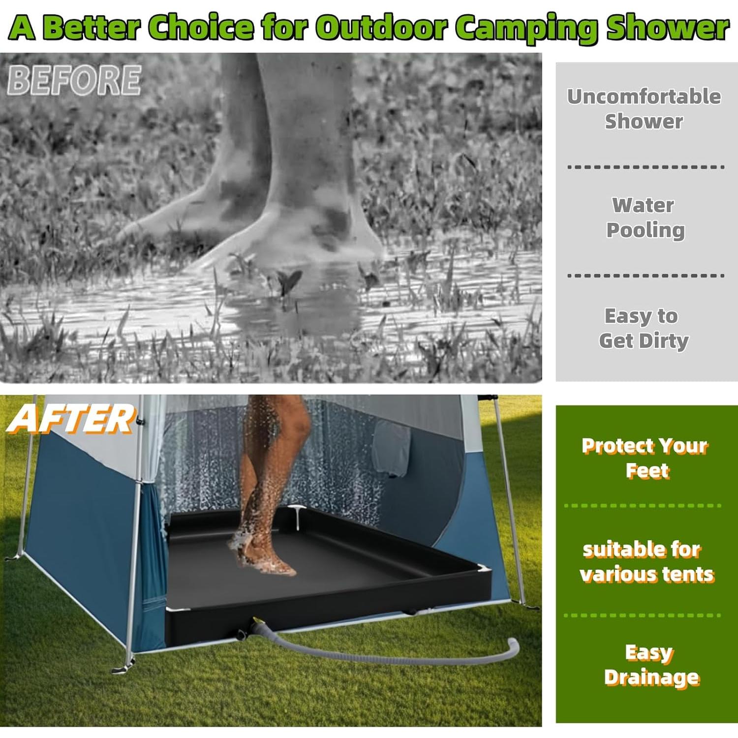 Base de Ducha Portátil ianjetty 104 cm Plegable para Camping