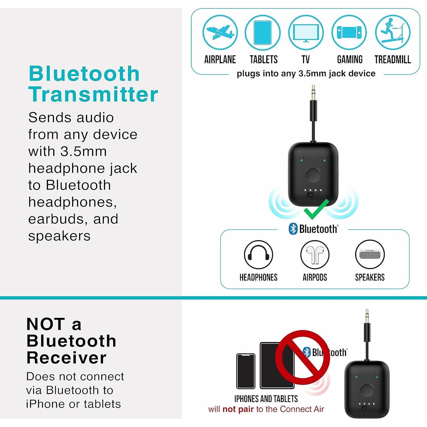 Adaptador Transmisor Bluetooth MEE audio Connect Air 2PK